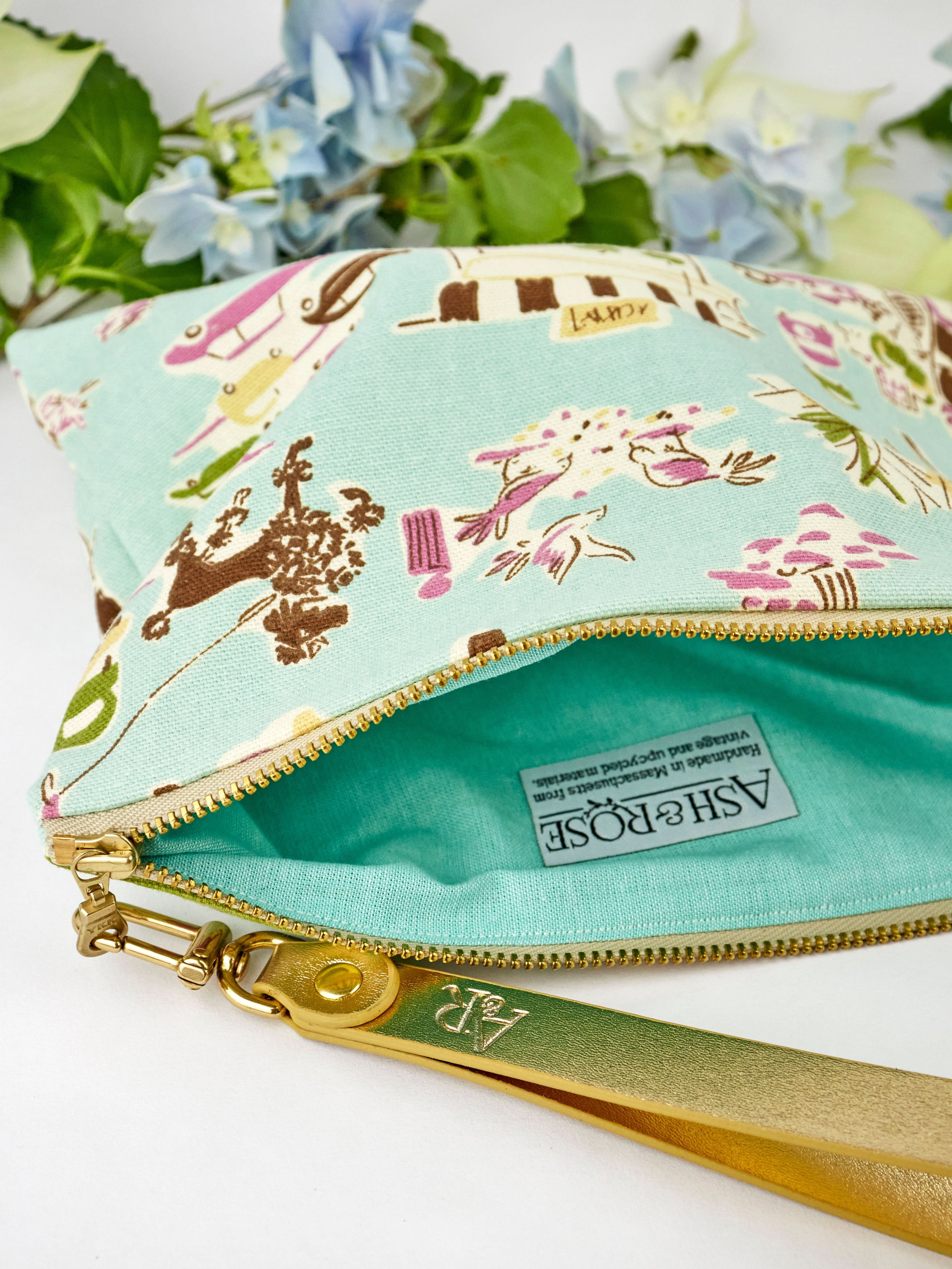Summertime in Paris Wristlet Aqua - My American Goods