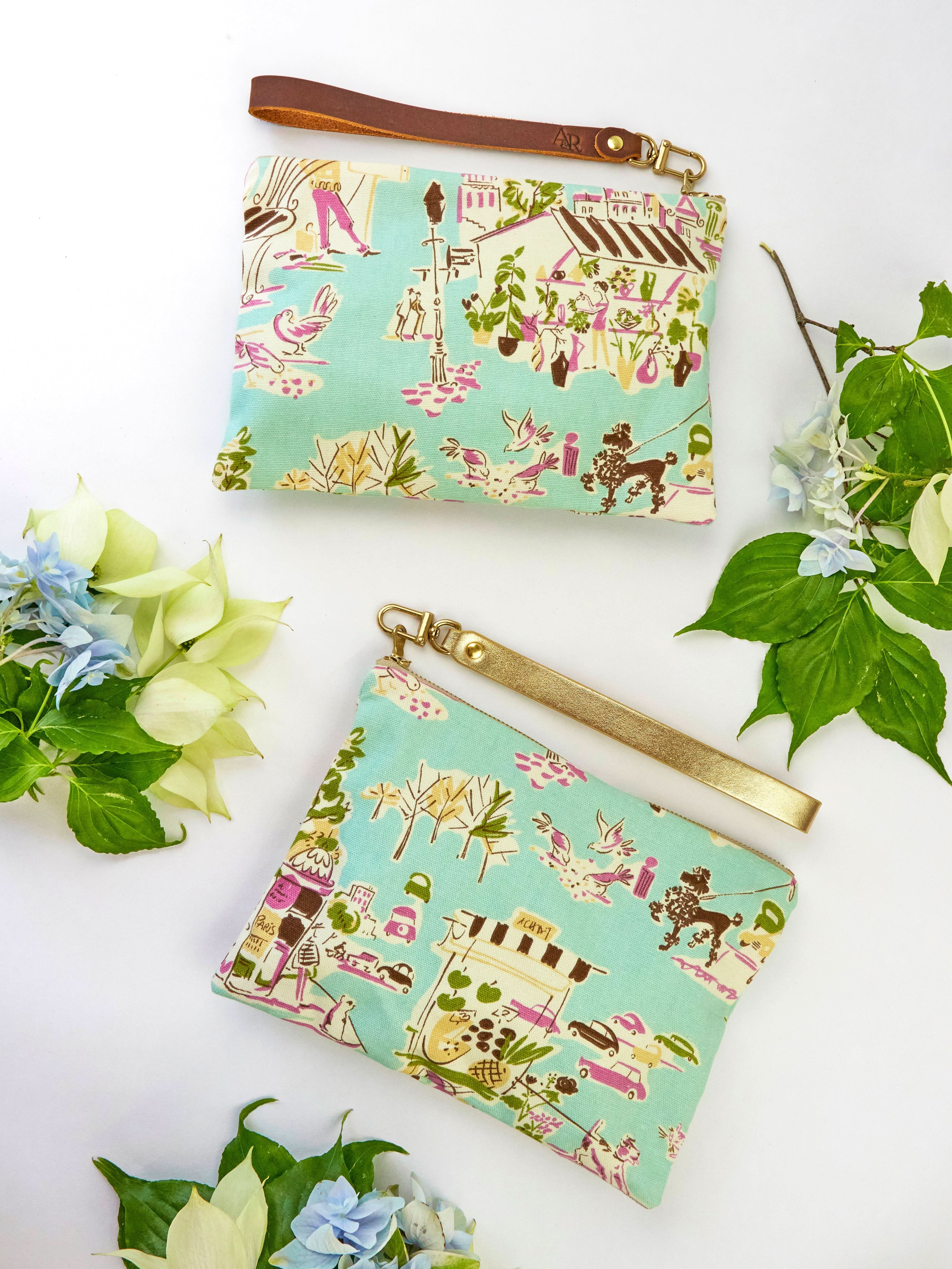 Summertime in Paris Wristlet Aqua - My American Goods