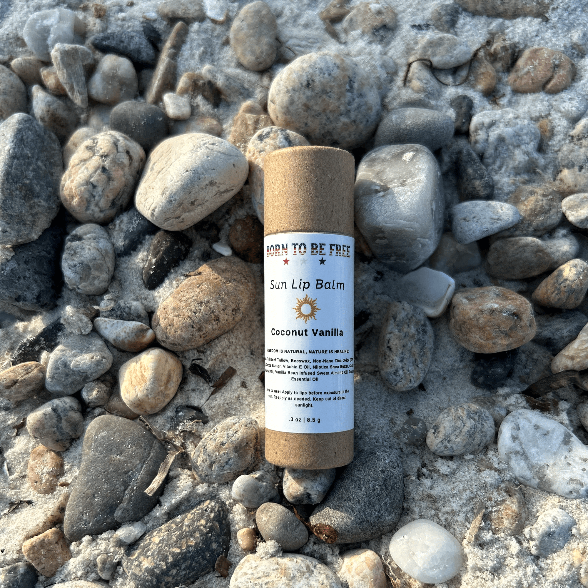 Born To Be Free Lip Balm .3 oz Kraft Push Up Tube Sun Lip Balm