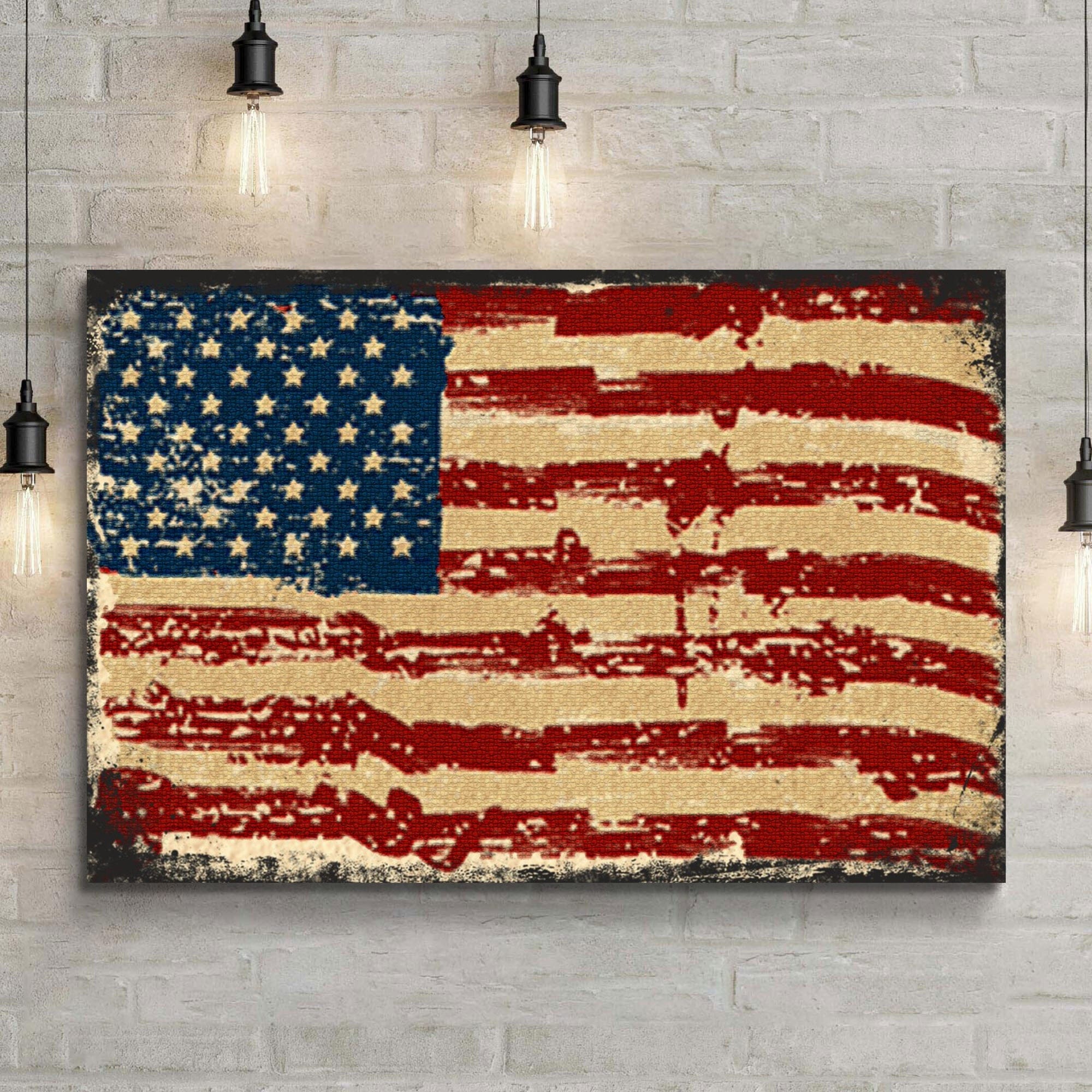 Tailored Canvases Canvas 18x12 inch Medium Premium Gallery Wrapped American Flag Canvas Wall Art