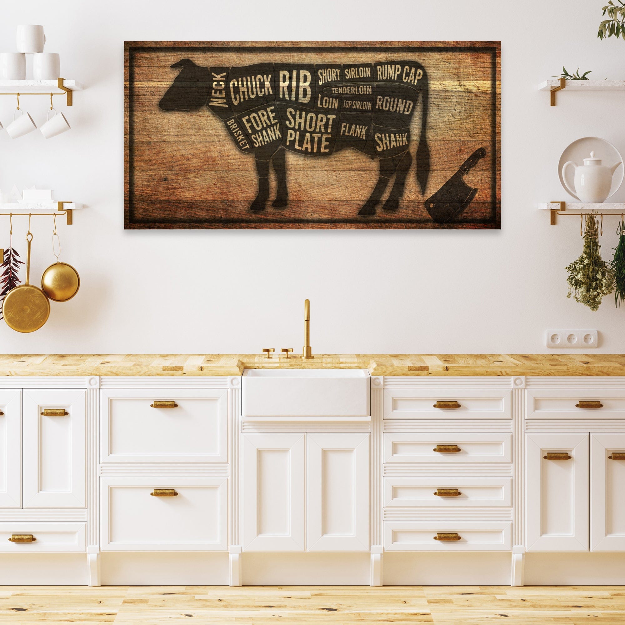 Tailored Canvases Canvas Cow Butcher Kitchen Sign II