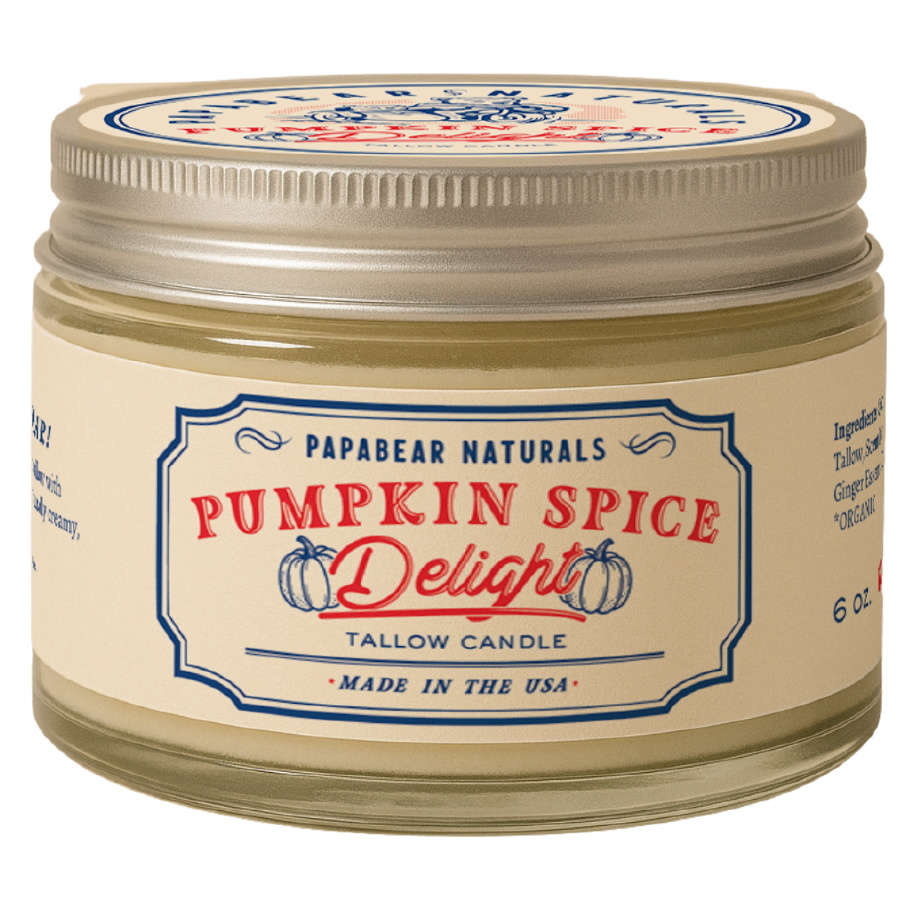 Pumpkin - Tallow Candle - 6 oz