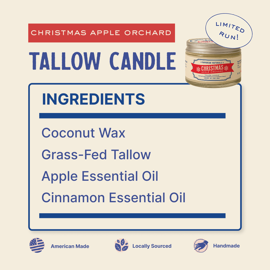PapaBear Naturals Candle Pumpkin - Tallow Candle - 6 oz