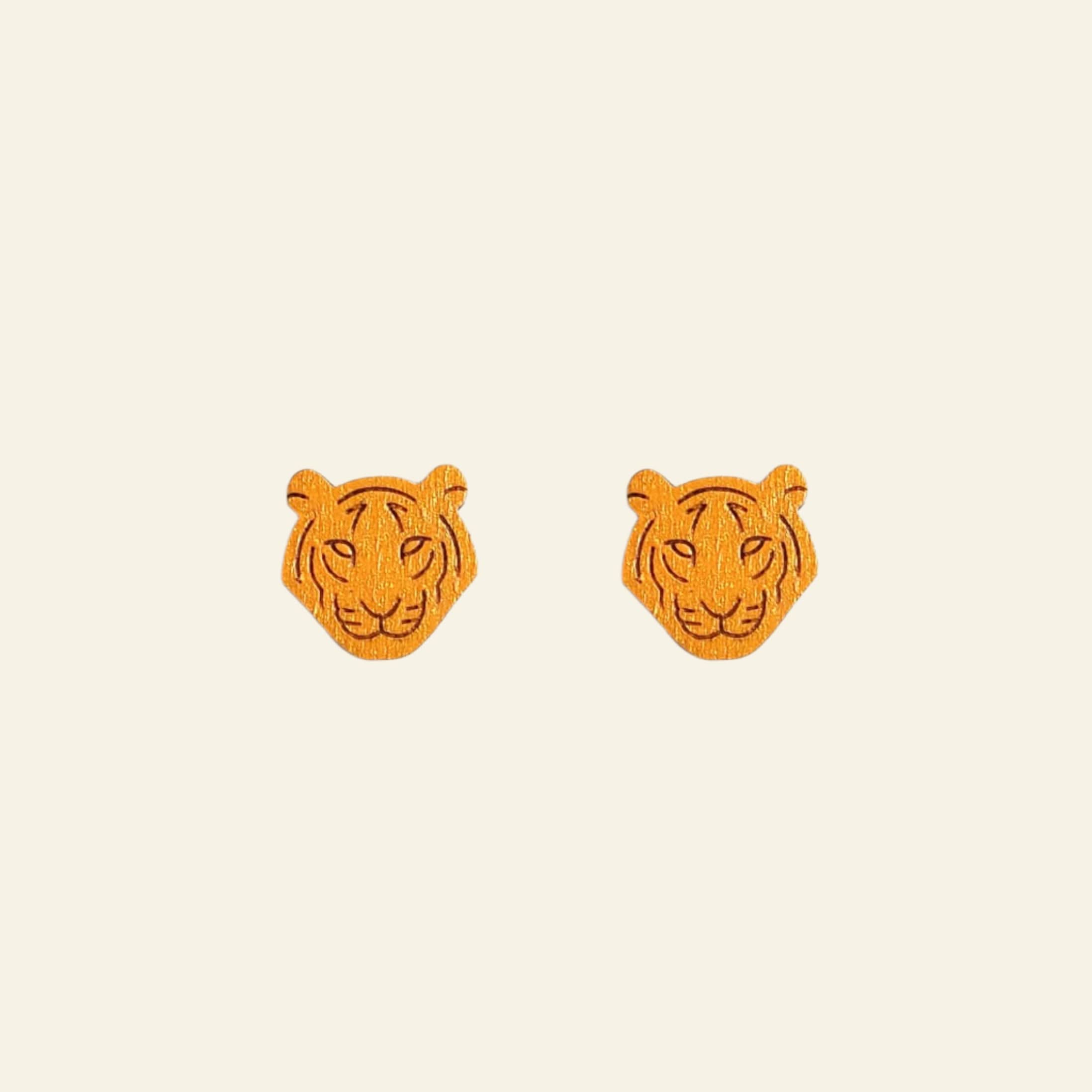 Orange tiger head earrings on a white background