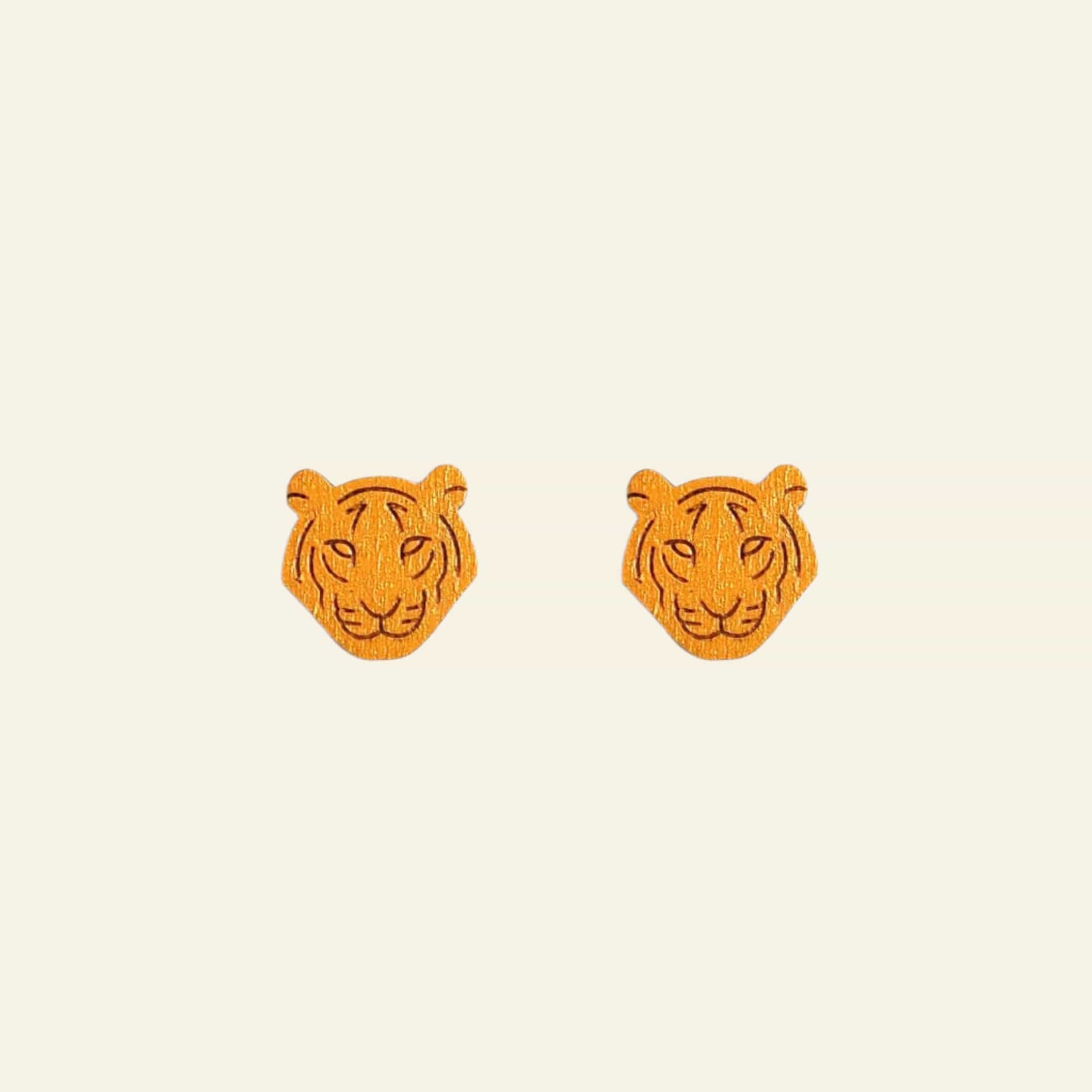 Orange tiger head earrings on a white background