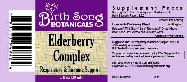 Birth Song Botanicals Co. Tinctures Elderberry Complex Herbal Tincture – Black Elderberry & Rose Hips (1 oz)