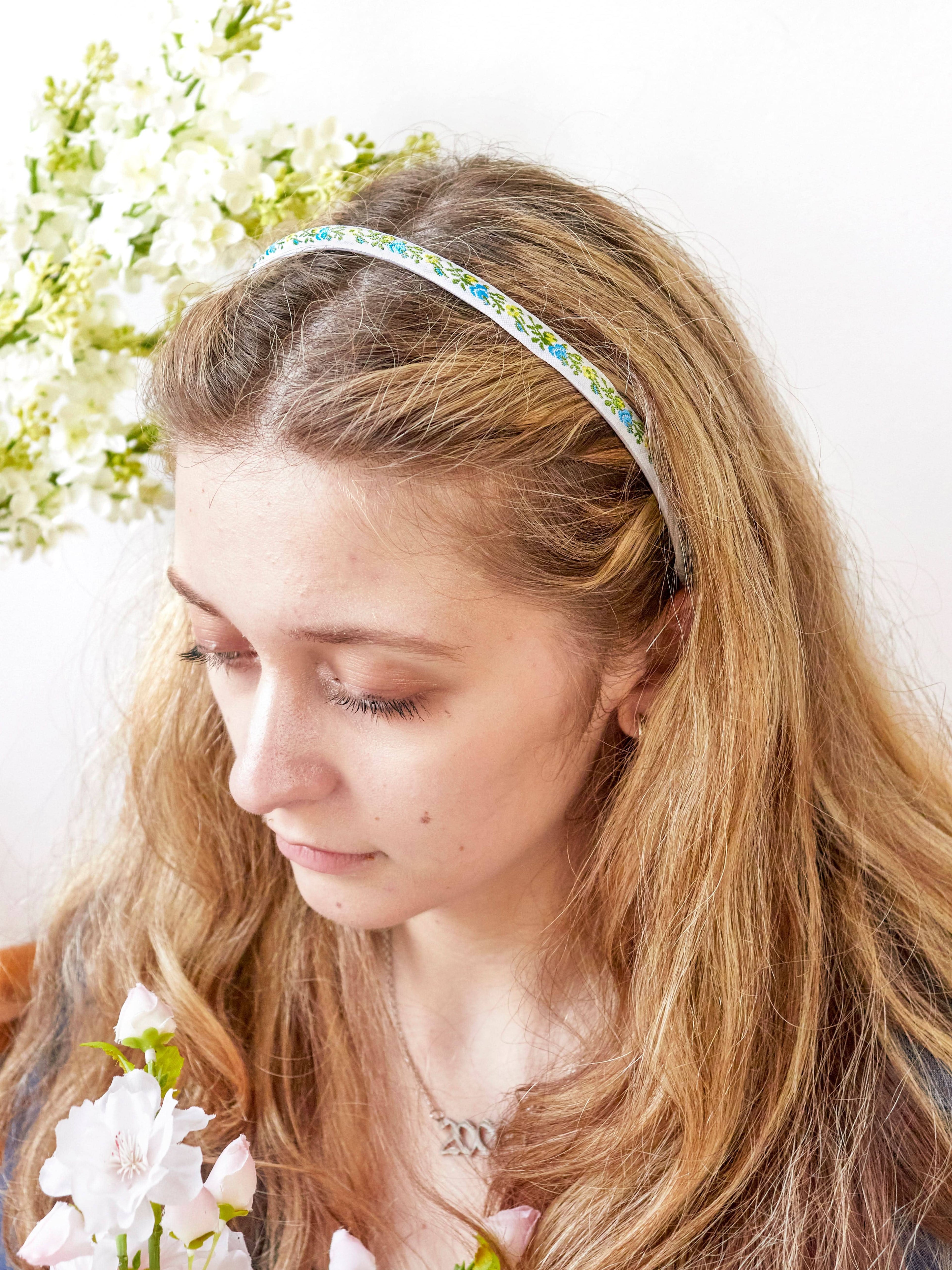 Tiny Meadow Flowers Skinny Headband - My American Goods