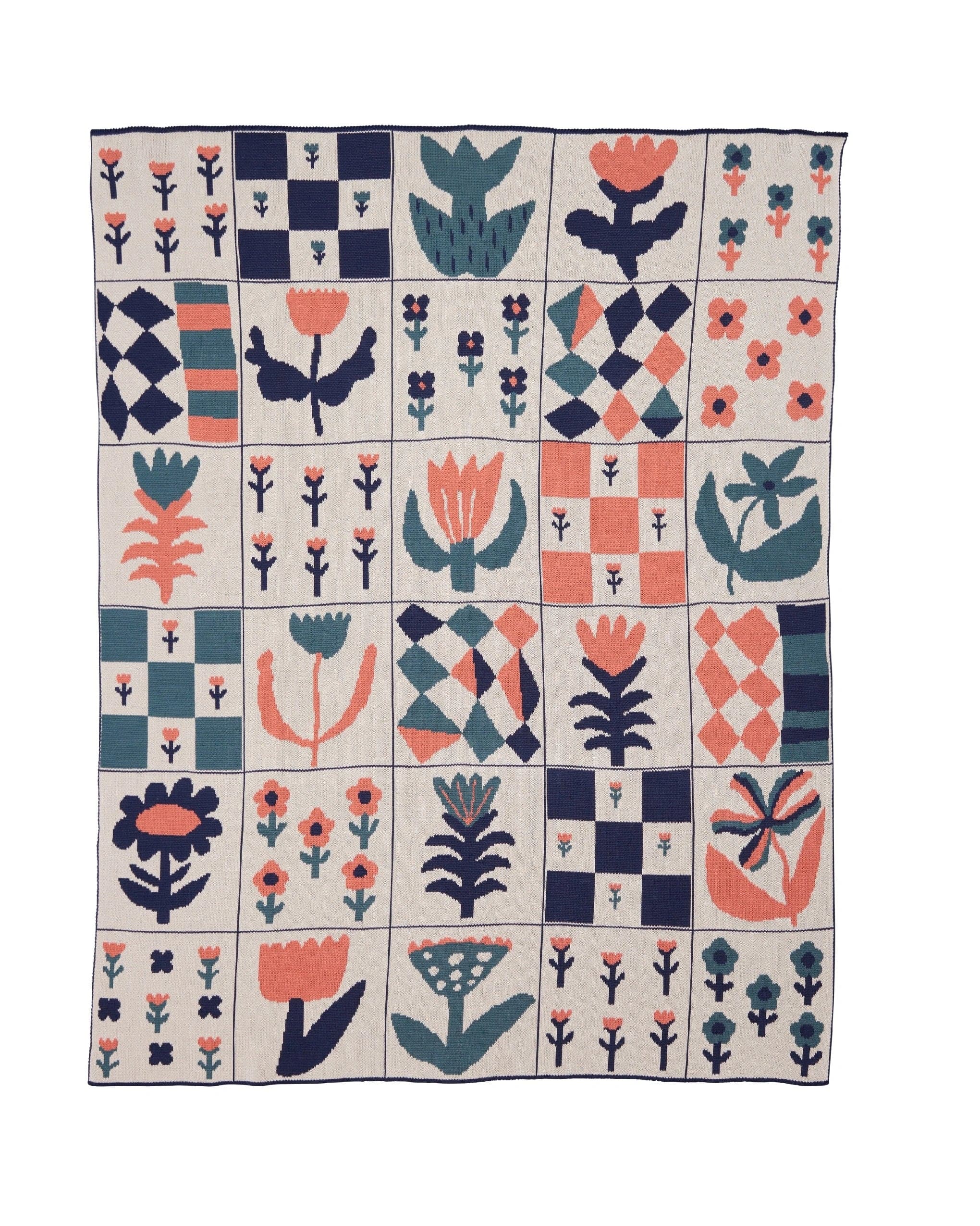 Biquette Throw Blanket Teal Grapefruit in Egyptian Cotton Toni Darling Frank Blanket
