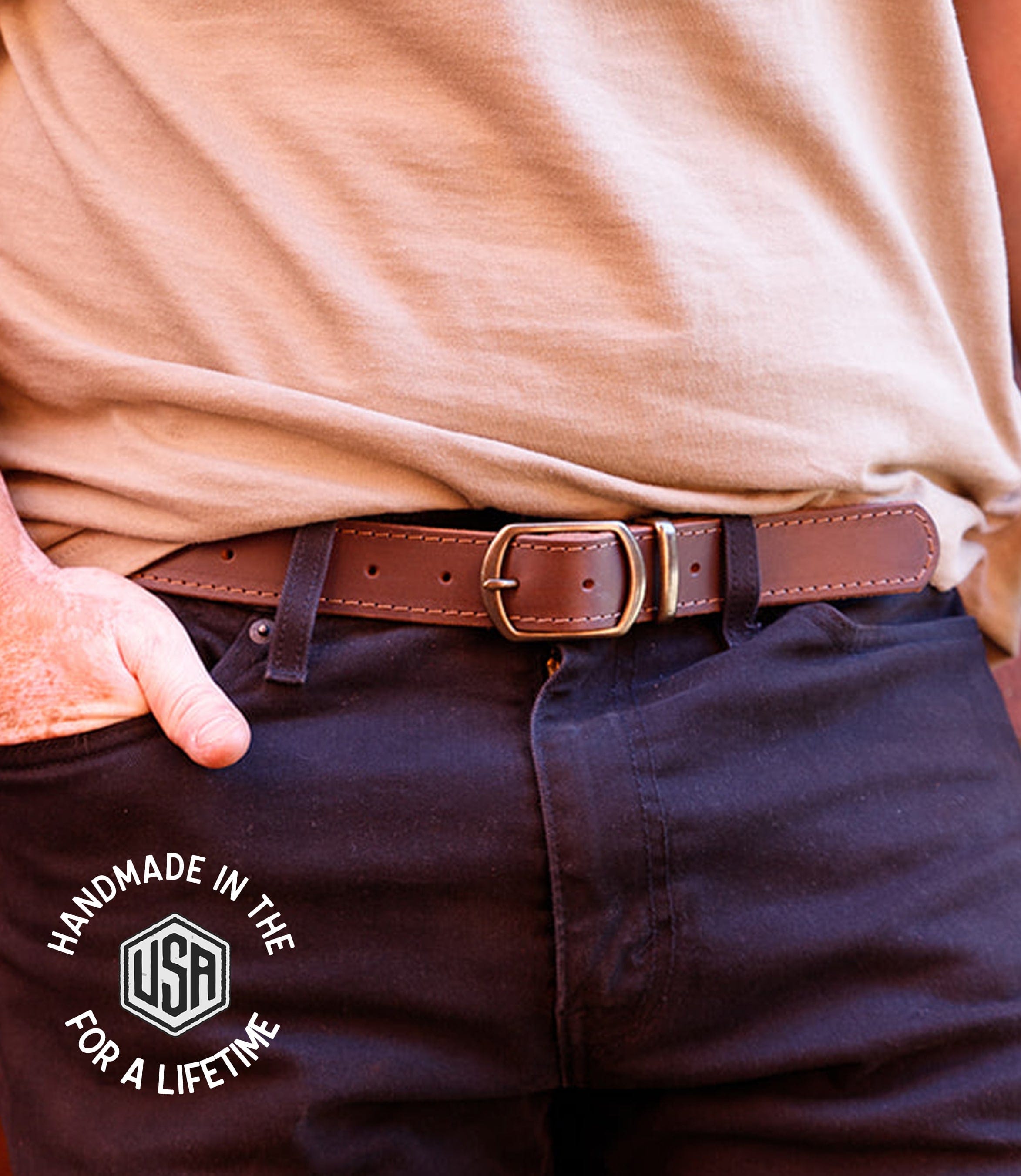 The Local Branch Leather Belt Tracer Stitched Belt - USA Made