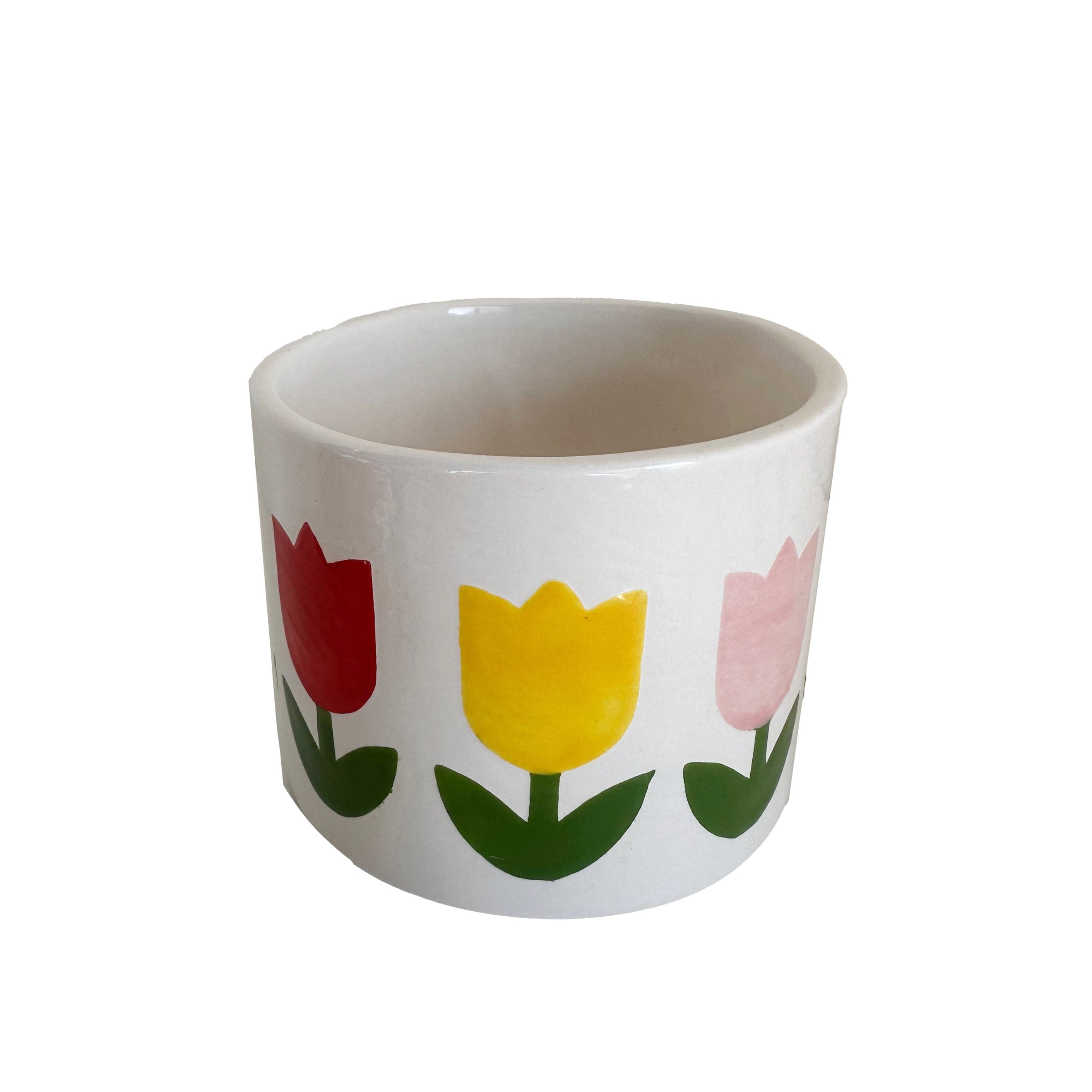 Ruby Clay Company Candle of Pure Beeswax / Medium / Classic Multicolor Tulip Fever Hand Poured Candle & Vase