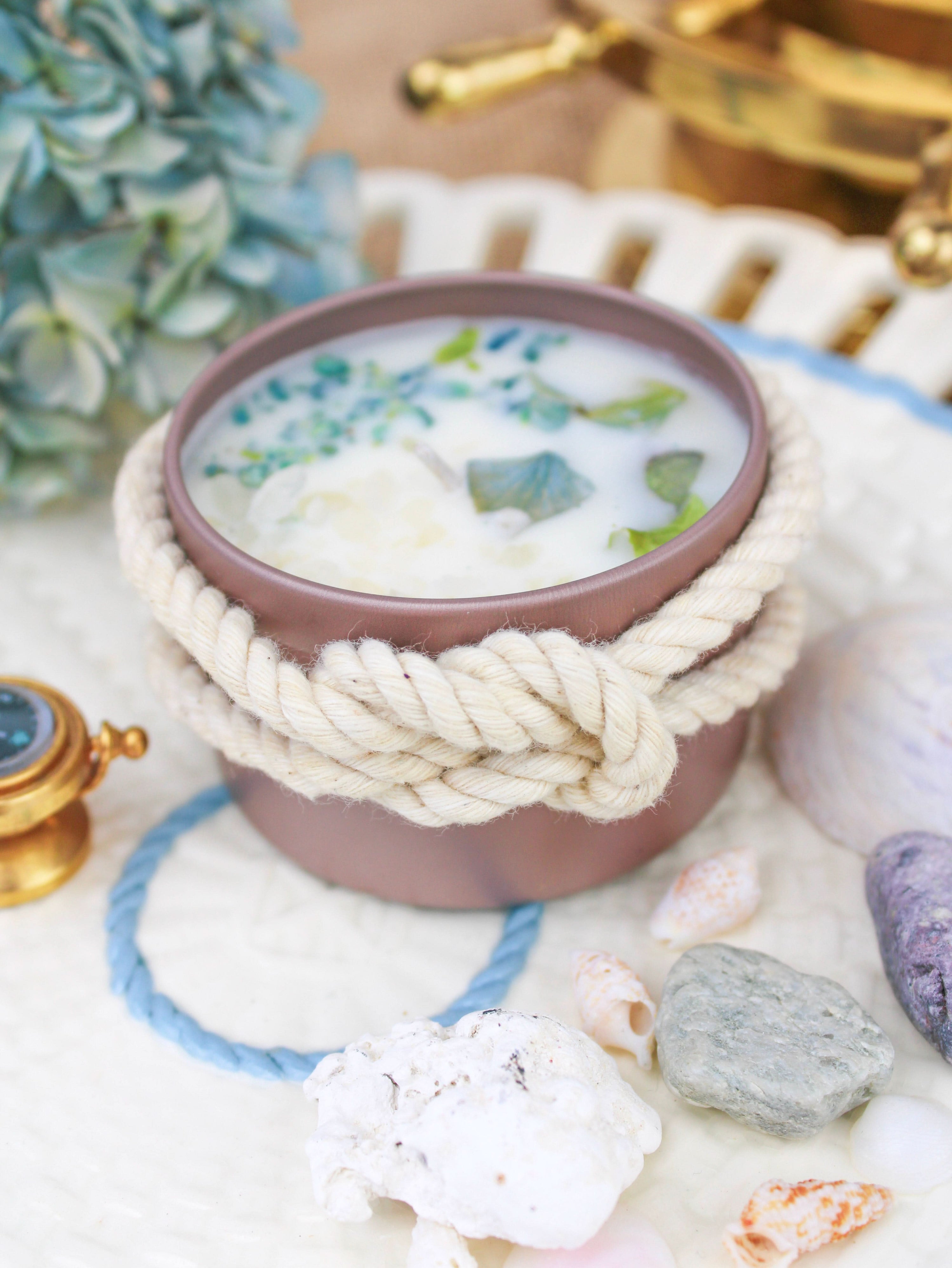 Ash & Rose candle By the Sea Unlabeled 4 oz Botanical Soy Wax Candles - Party Favors