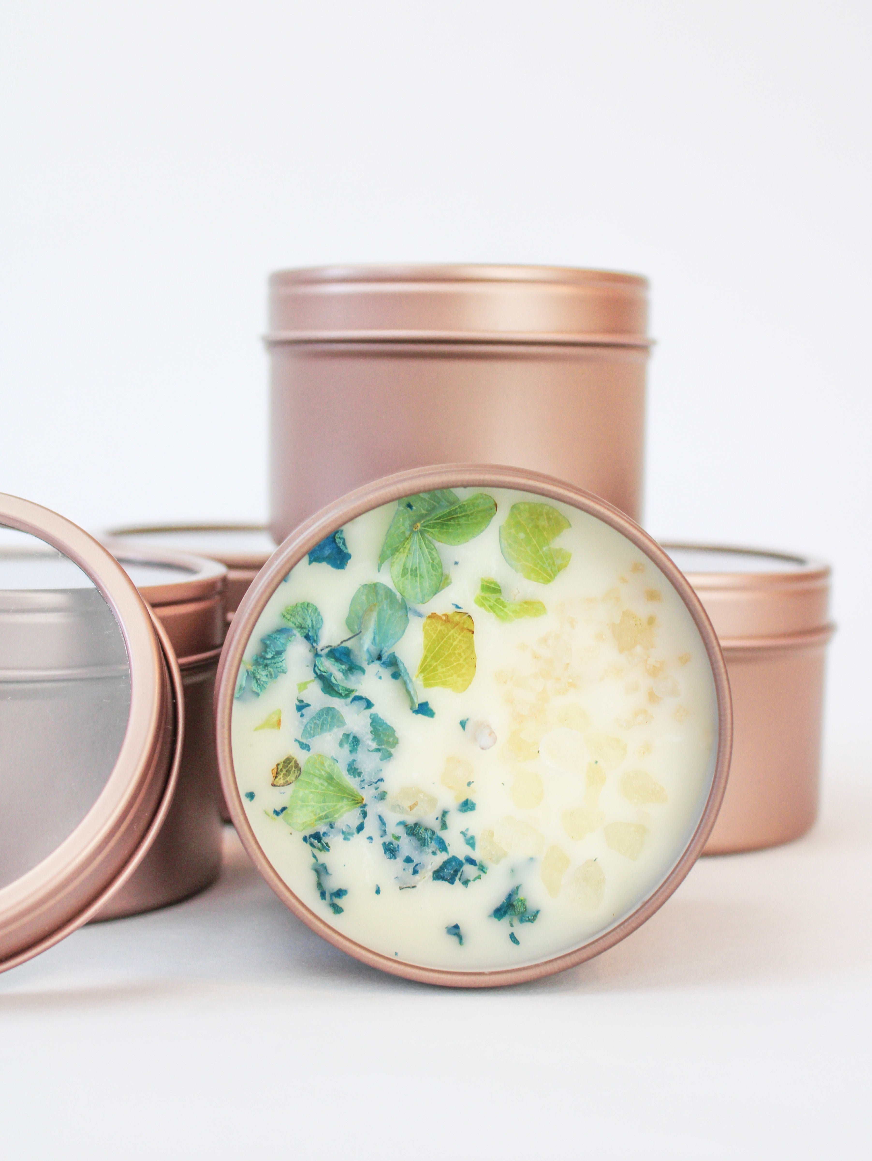 Unlabeled 4 oz Botanical Soy Wax Candles - Party Favors - My American Goods