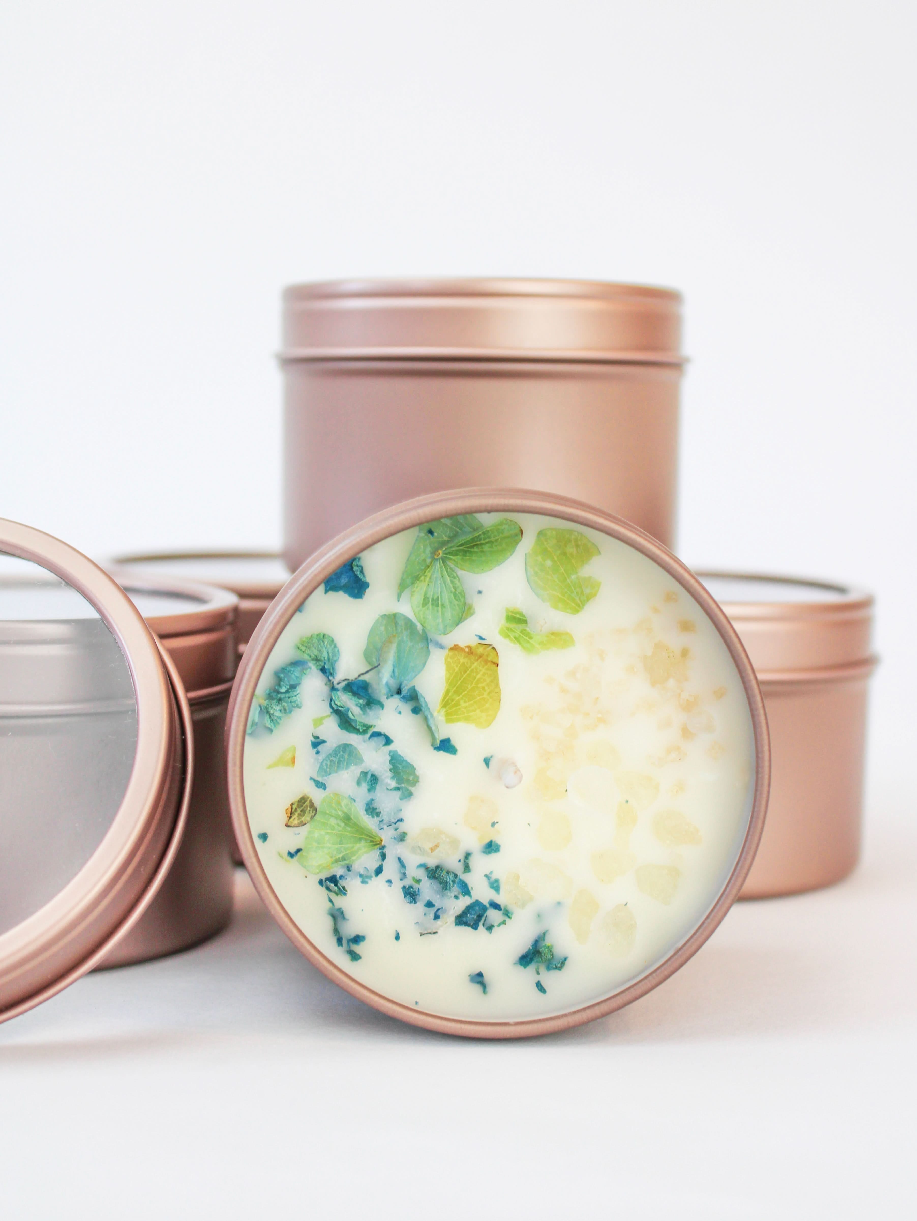 Unlabeled 4 oz Botanical Soy Wax Candles - Party Favors - My American Goods