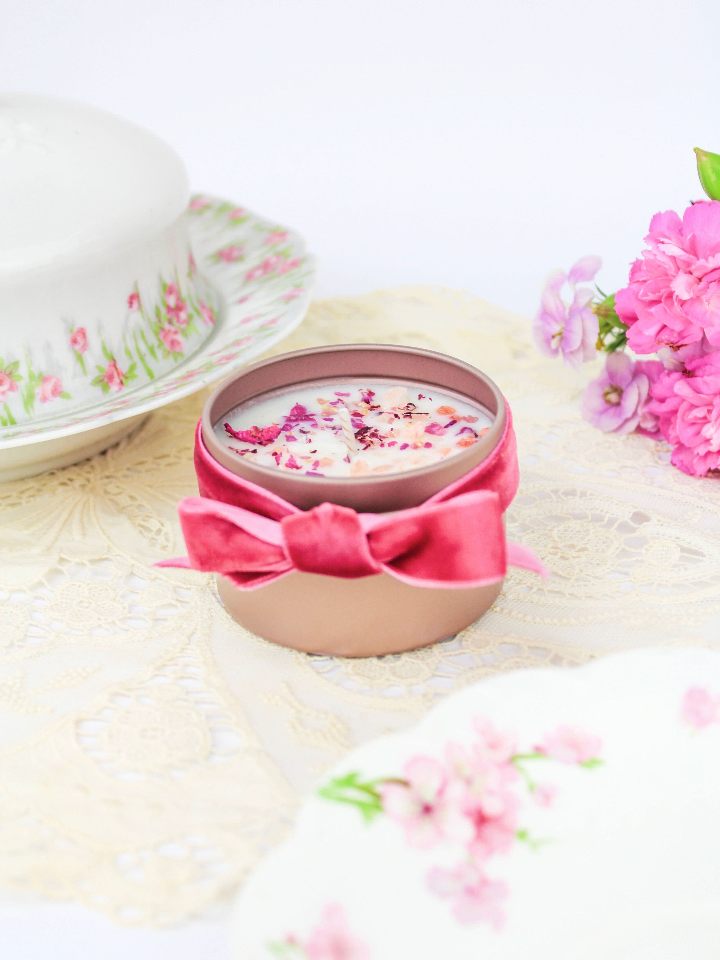 Ash & Rose candle Unlabeled 4 oz Botanical Soy Wax Candles - Party Favors