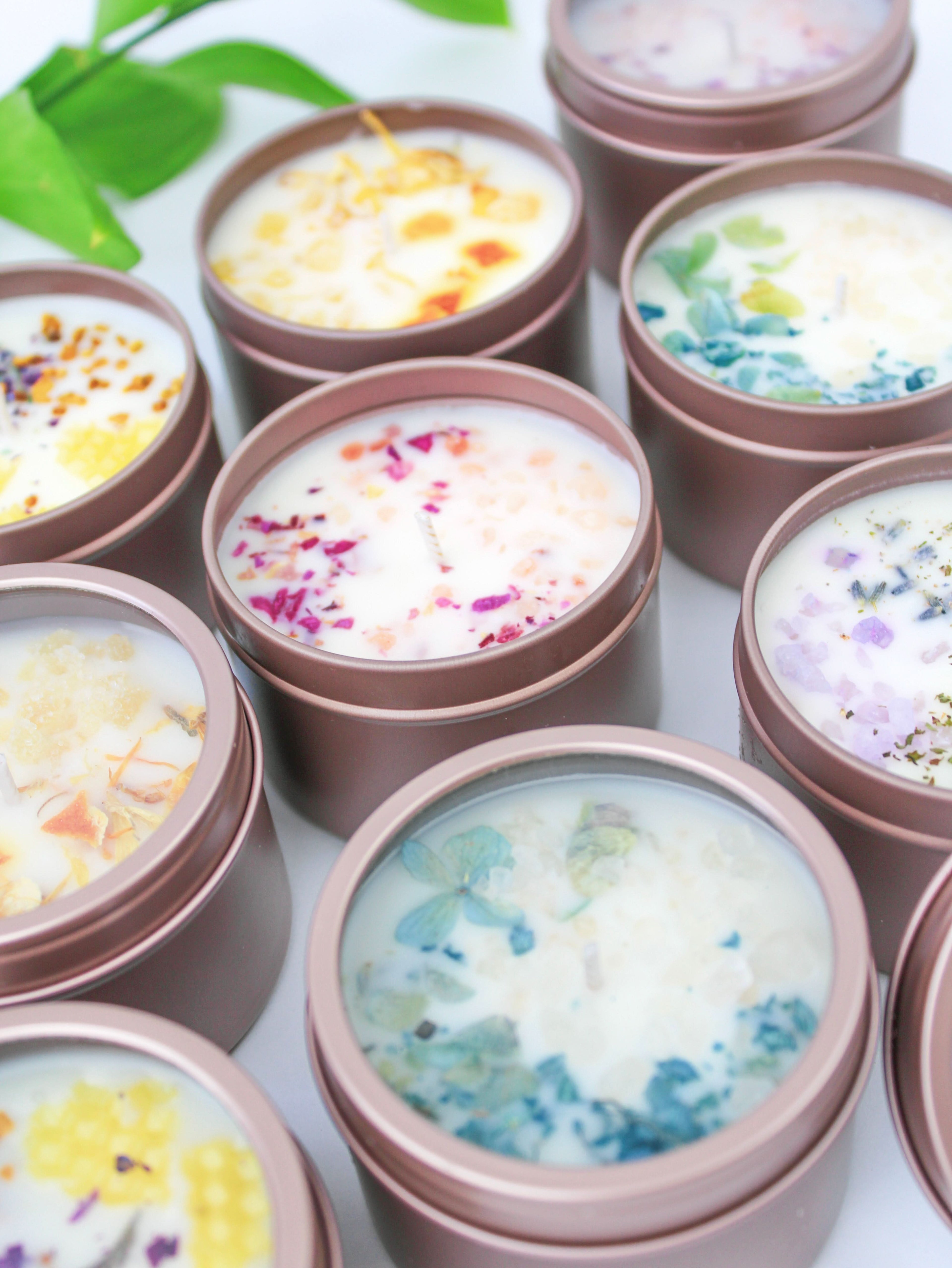 Unlabeled 4 oz Botanical Soy Wax Candles - Party Favors - My American Goods