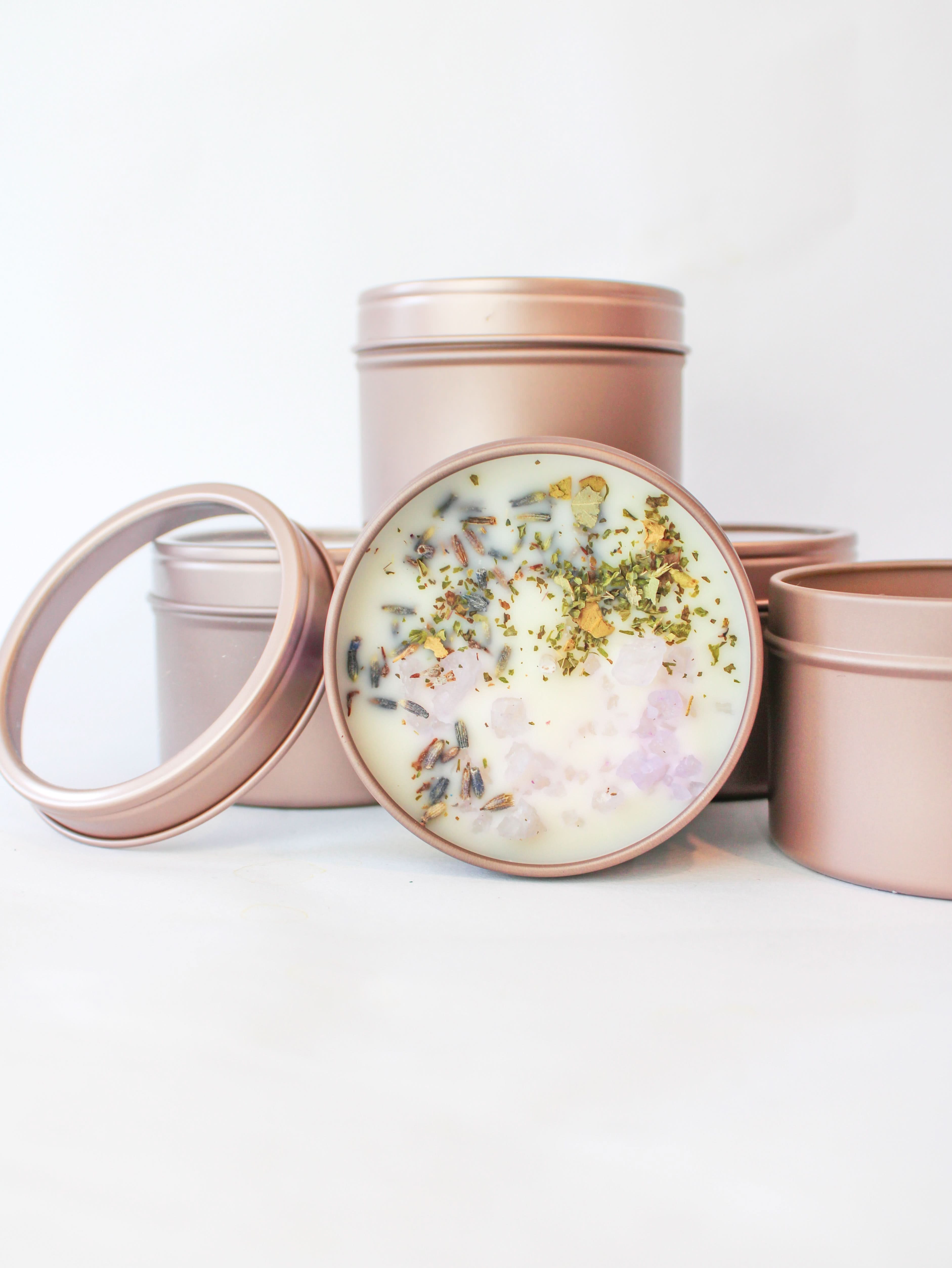 Unlabeled 4 oz Botanical Soy Wax Candles - Party Favors - My American Goods