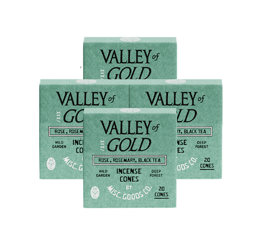 Misc. Goods Co. 4 Pack / 80pcs "Valley of Gold" Cone Incense