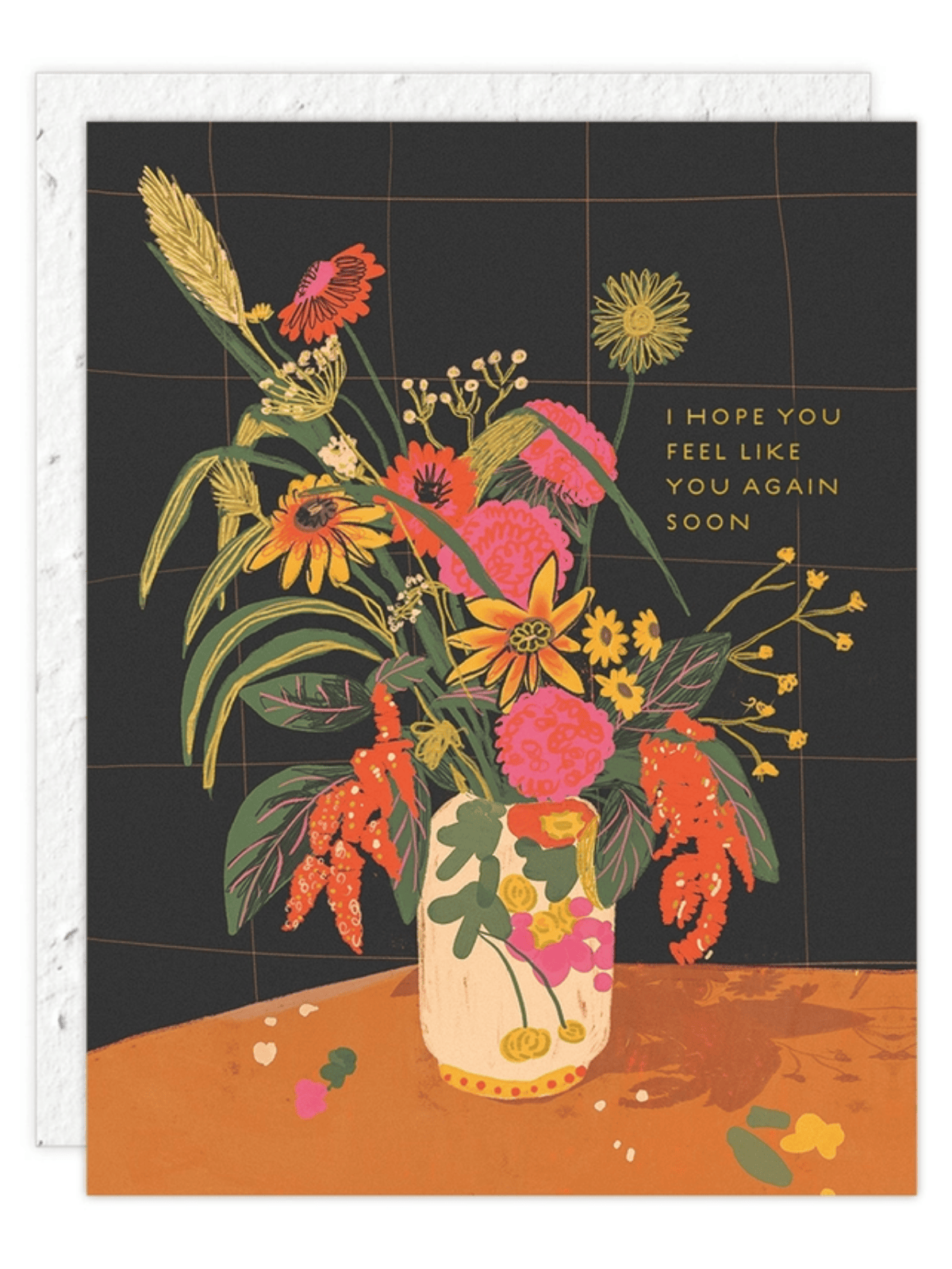 Ash & Rose Greeting & Note Cards Vase Still Life - Seeded Get Well Card