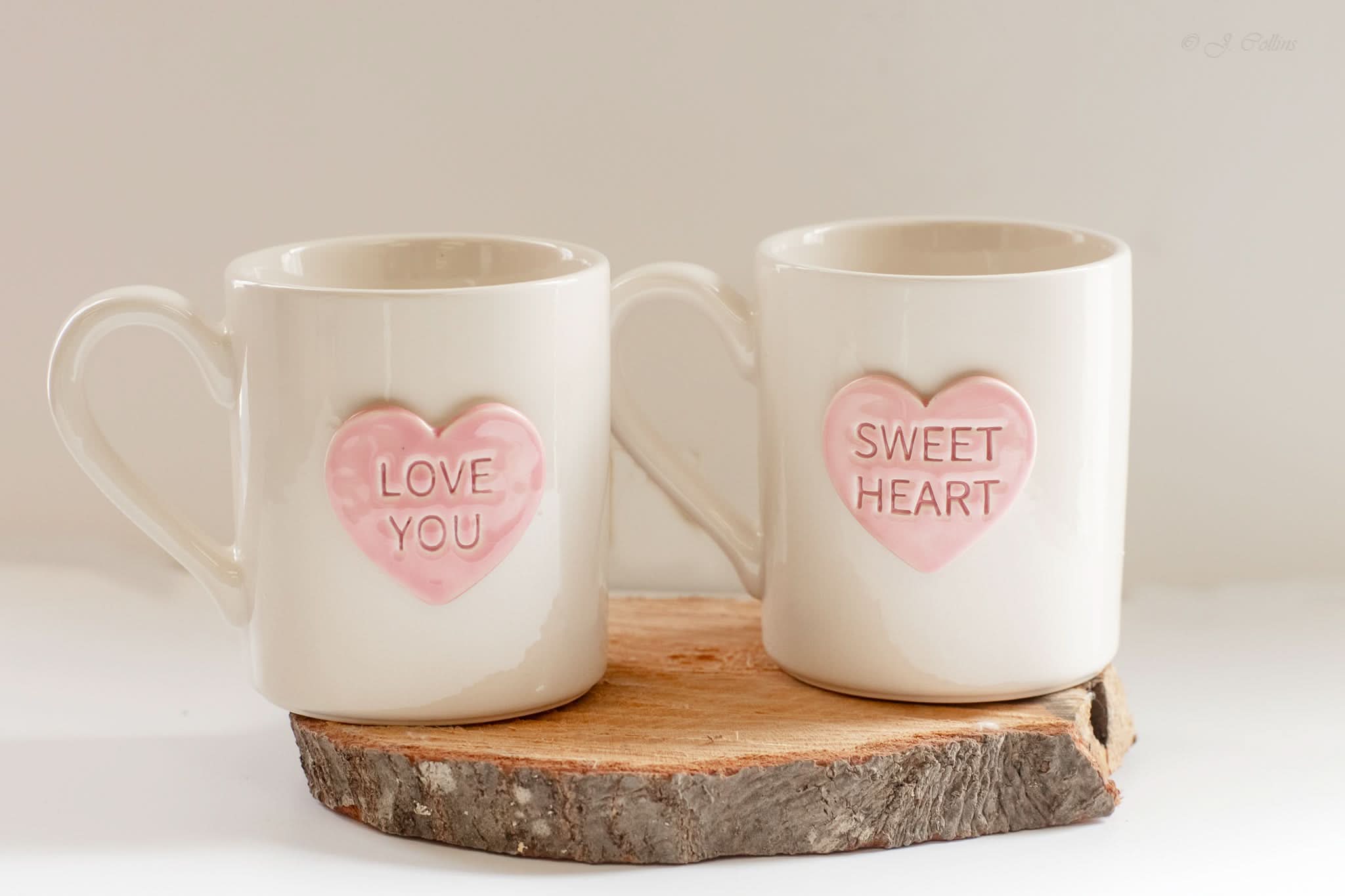 prodigalpottery Ceramic Pink "Love You" / Cabin 11oz Candy Heart Mug