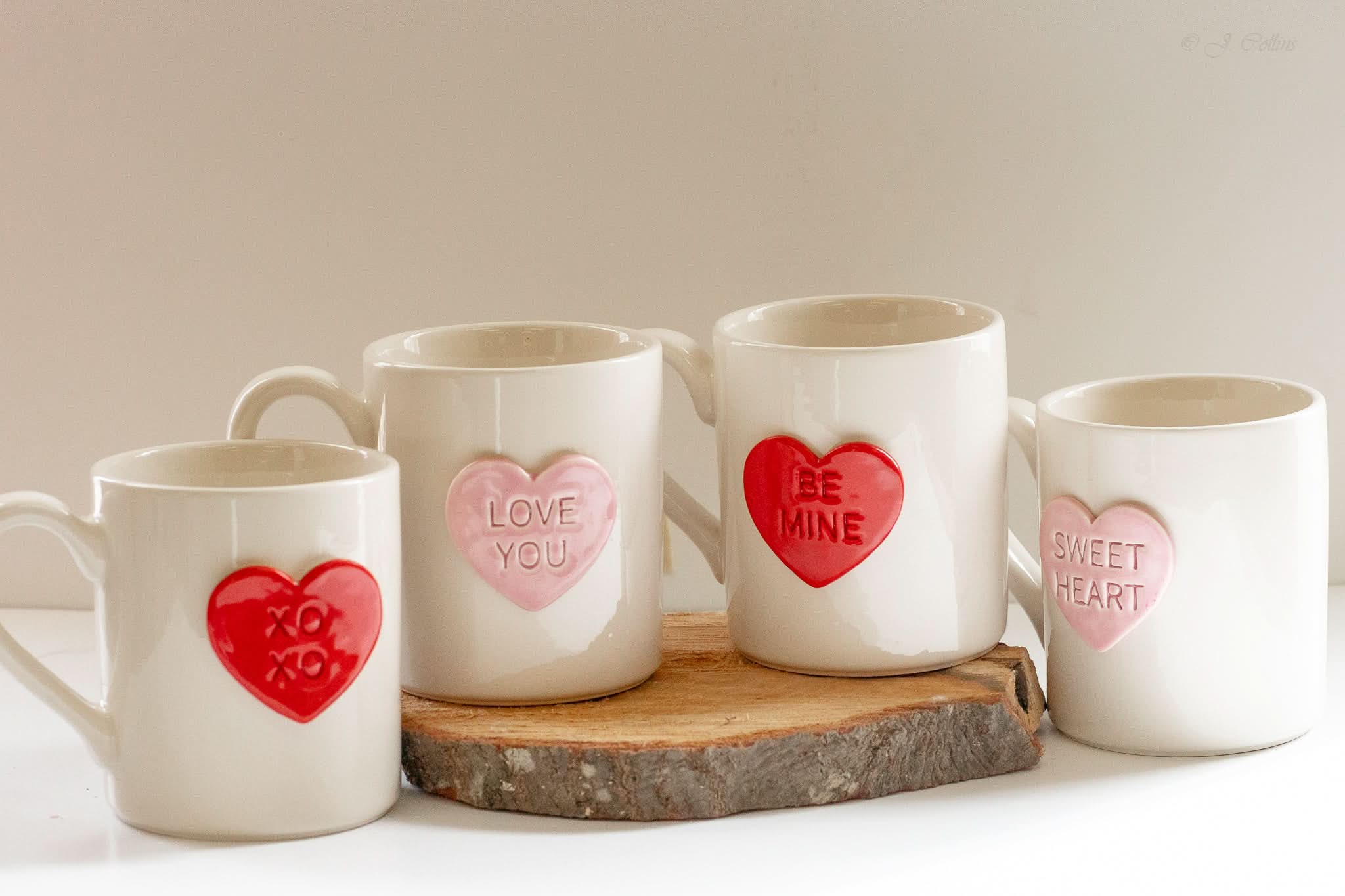 prodigalpottery Ceramic Red "XOXO" / Cabin 11oz Candy Heart Mug