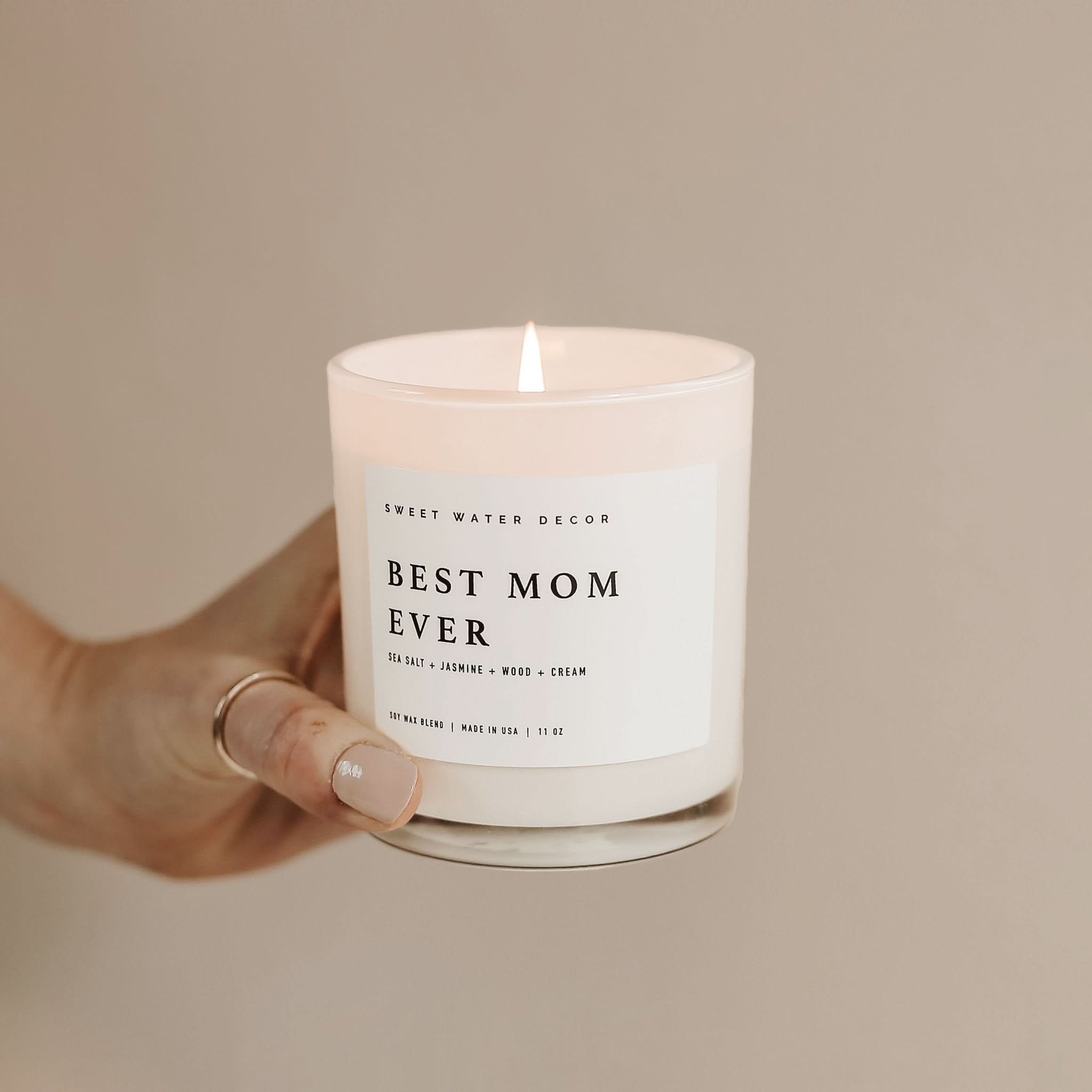 Best Mom Ever! Soy Candle - White Jar - 11 oz (Spa Day) - My American Goods