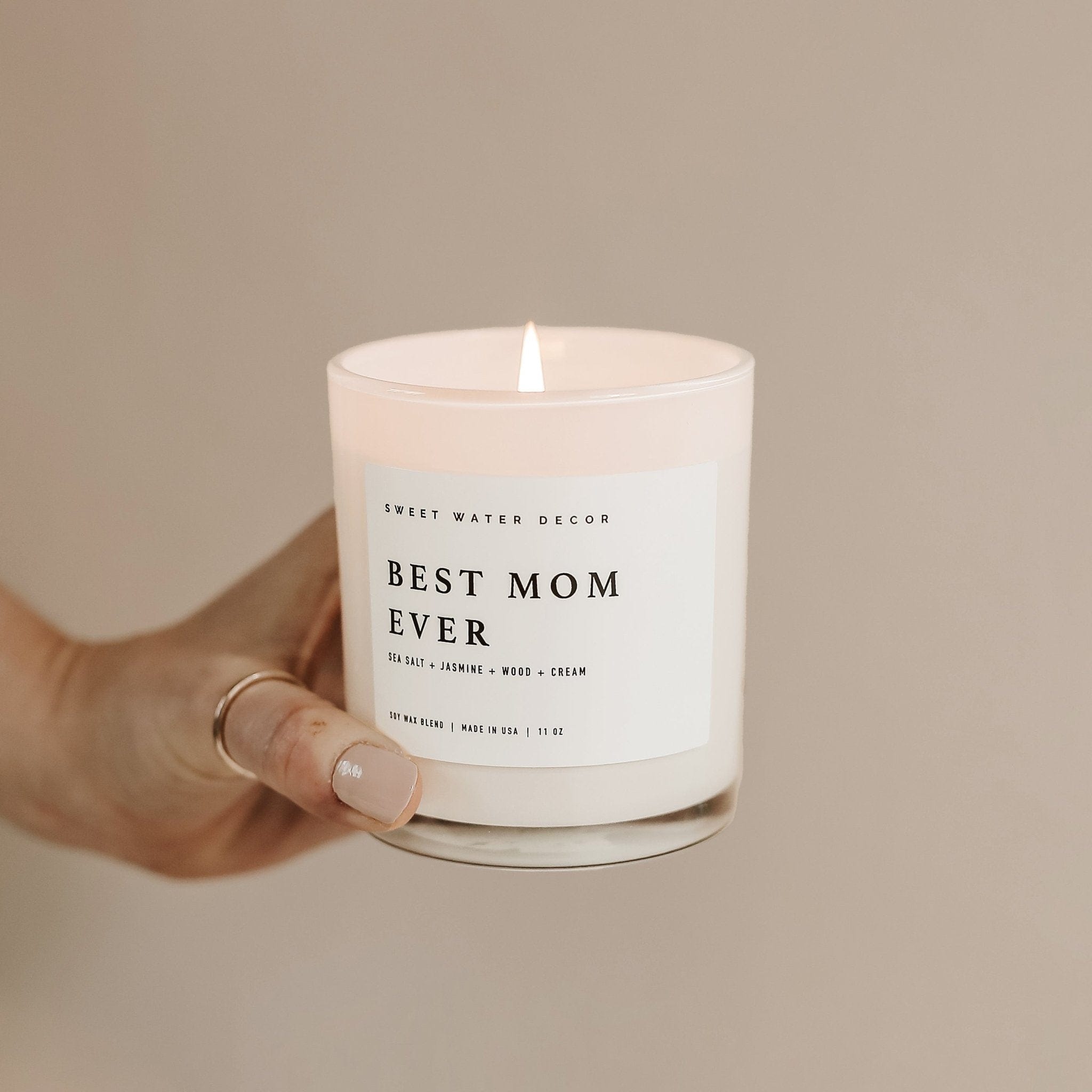 Sweet Water Decor Candles Best Mom Ever! Soy Candle - White Jar - 11 oz (Spa Day)