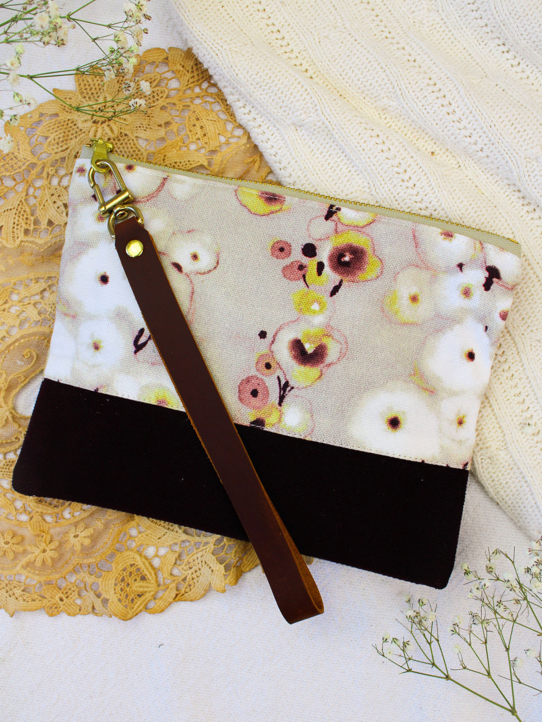 Watercolor Pansies Wristlet Purse - My American Goods