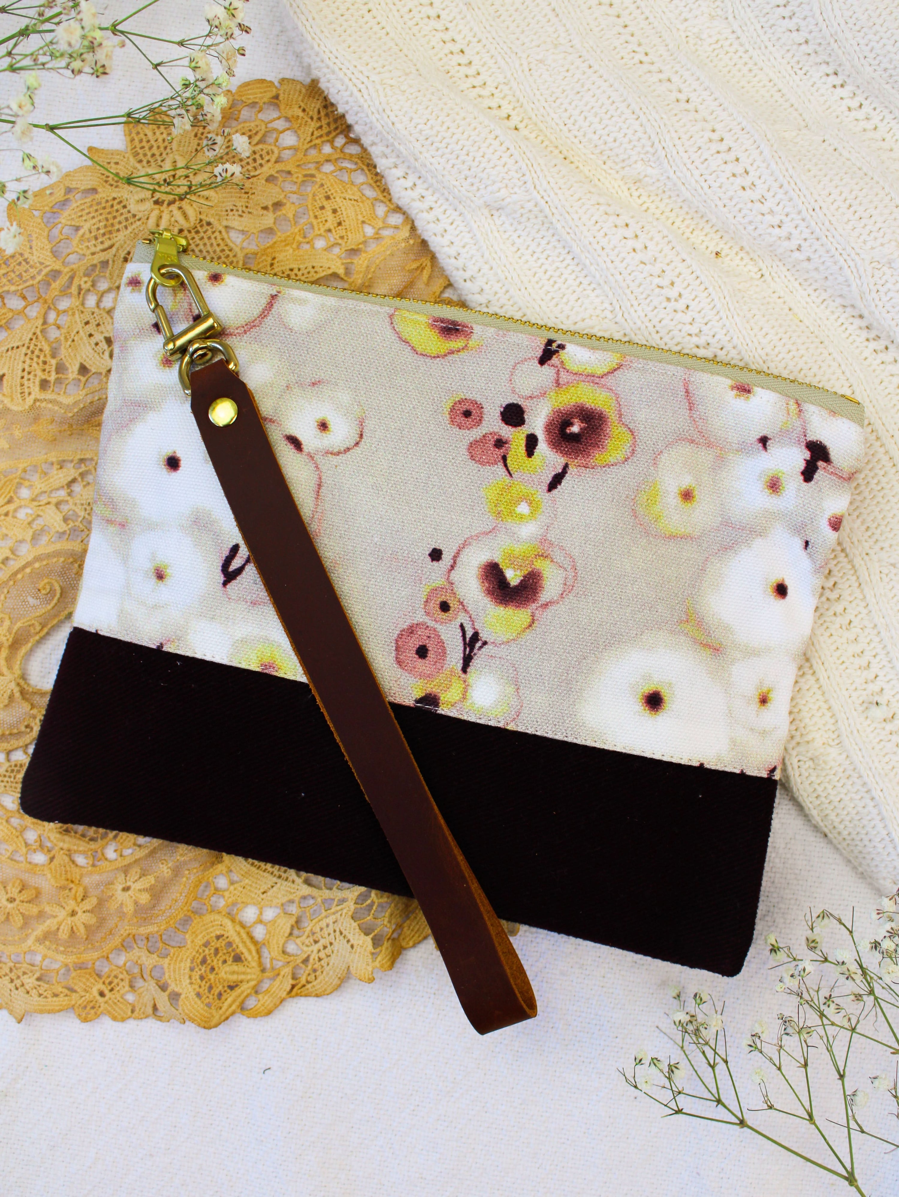 Ash & Rose Watercolor Pansies Wristlet Purse