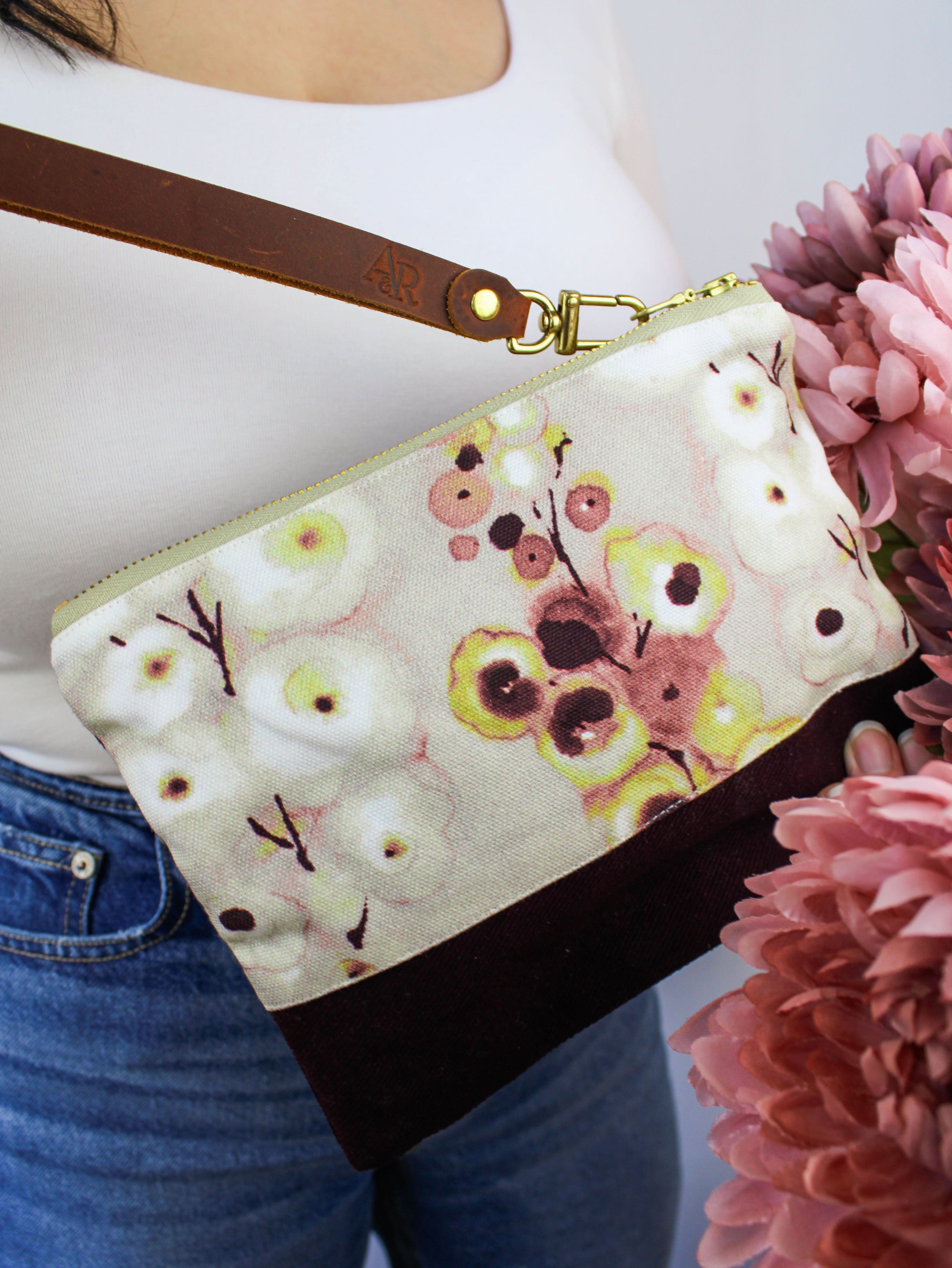 Ash & Rose Watercolor Pansies Wristlet Purse