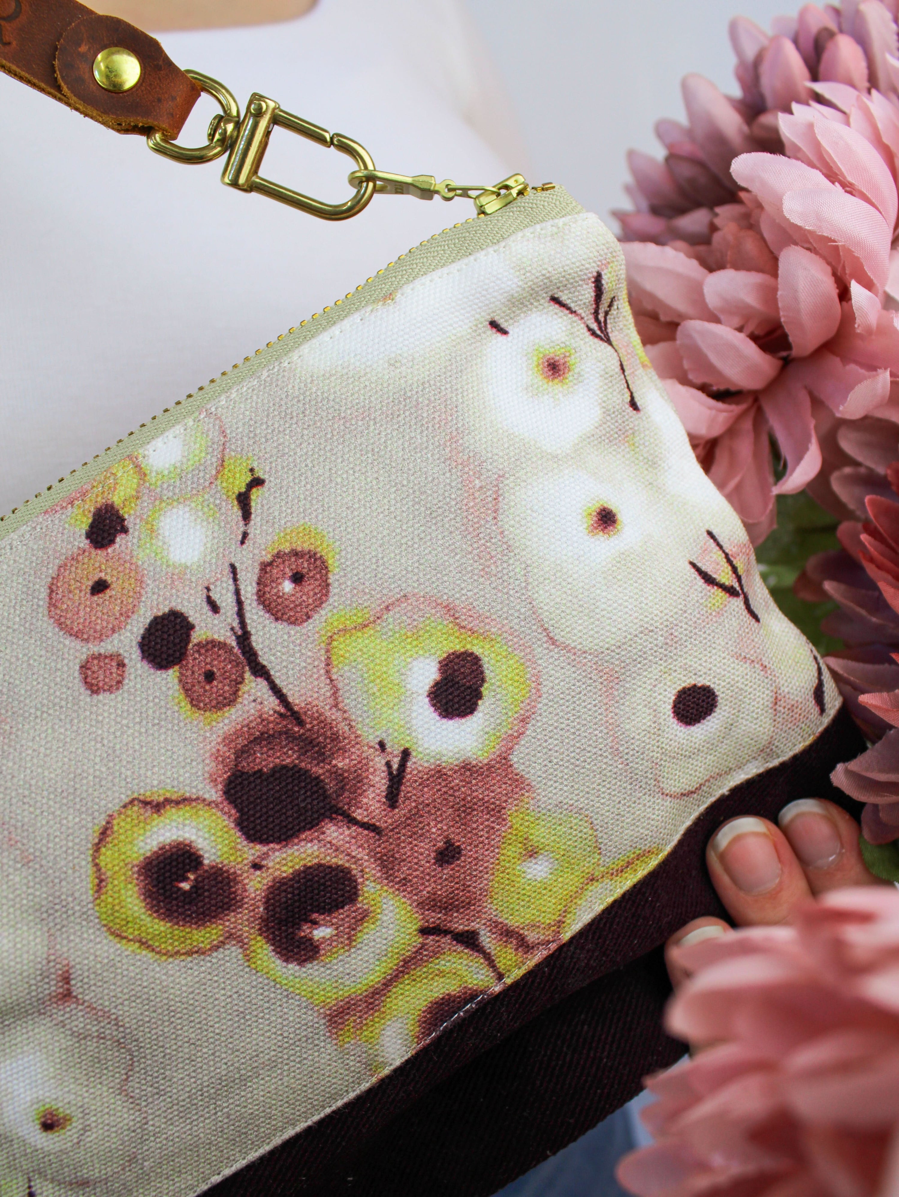 Ash & Rose Watercolor Pansies Wristlet Purse