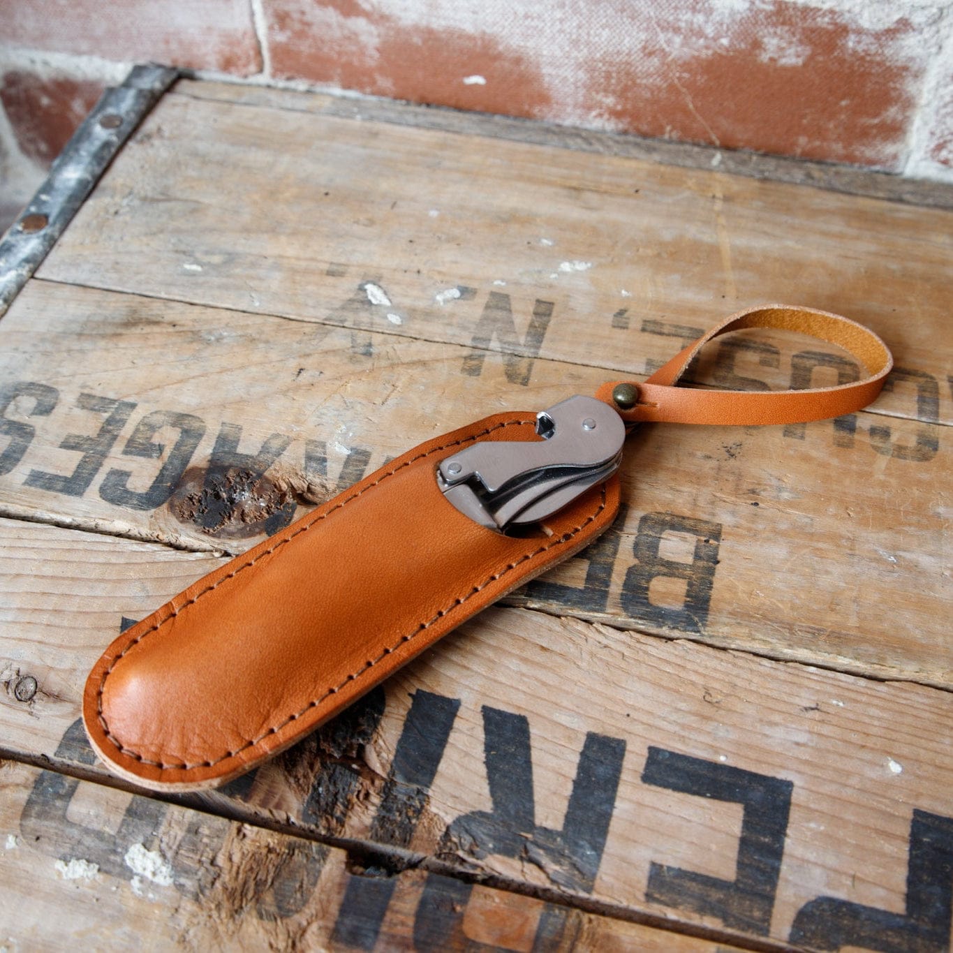 The Local Branch Wine Key Silver / Caramel Wine Key with Leather Holster - USA Made