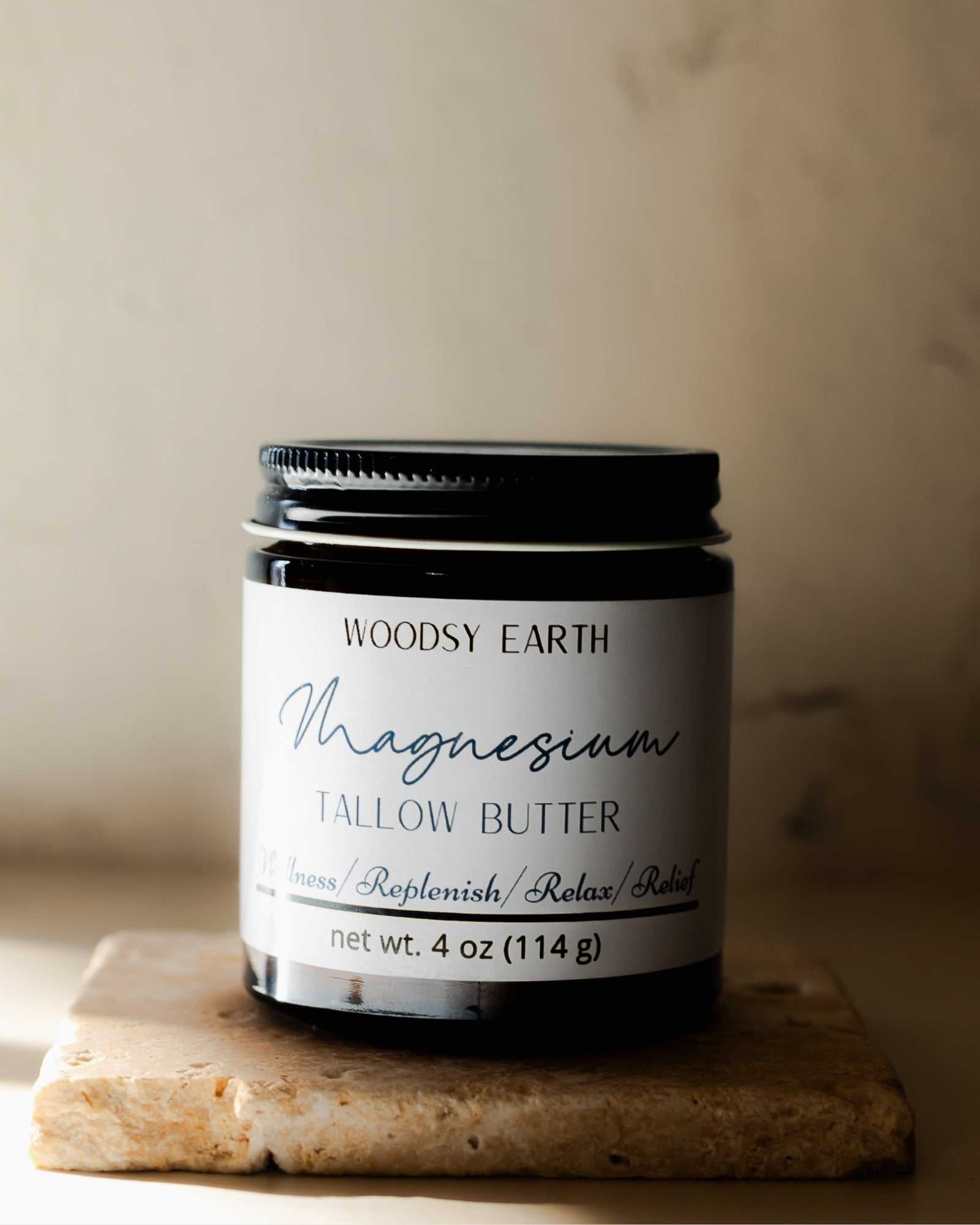 Woodsy Earth Magnesium Body Butter 4 oz Jar Magnesium Butter with St. John&