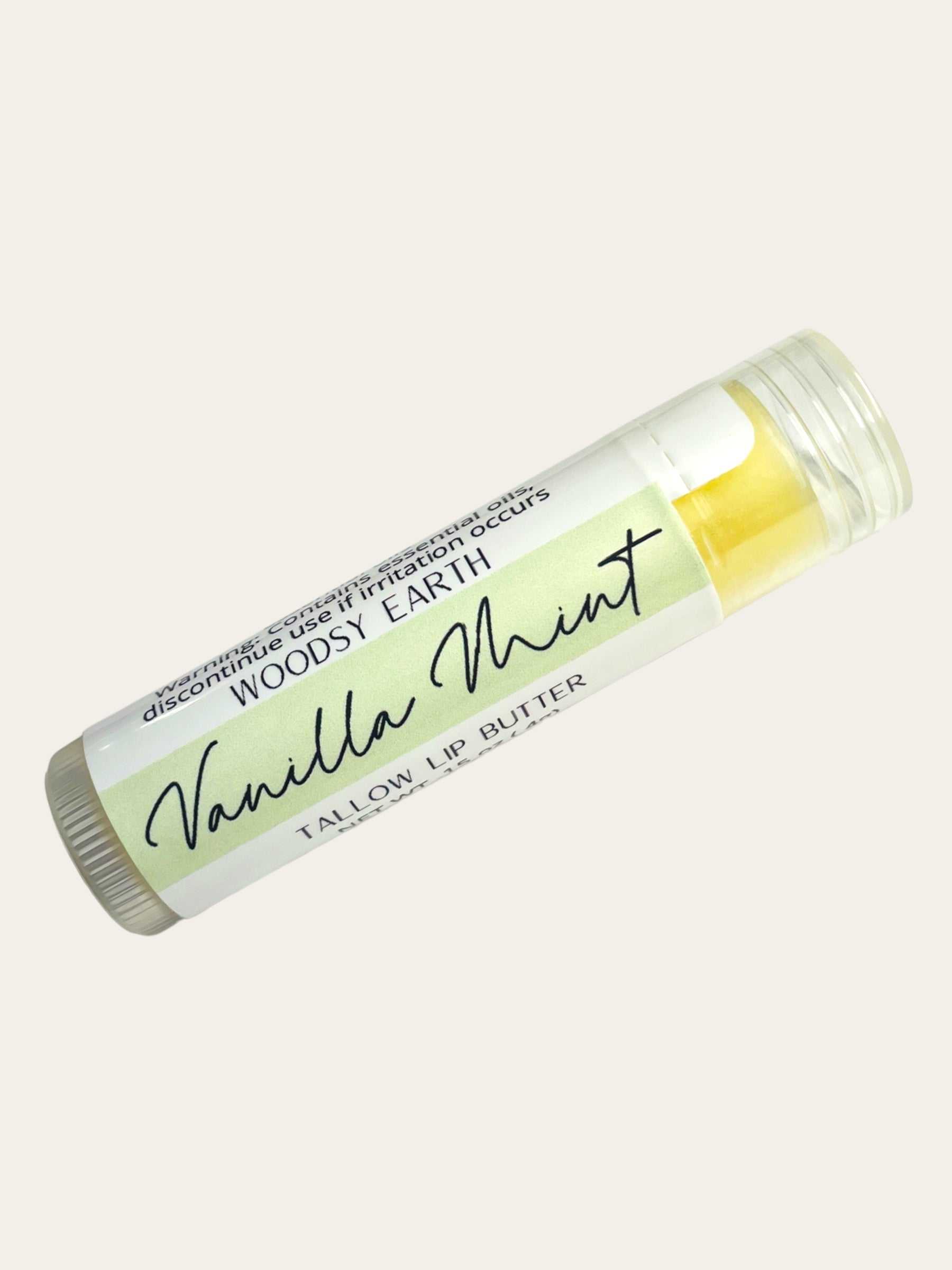 Woodsy Earth Lip Butter Vanilla Mint Tallow Lip Butter .15oz