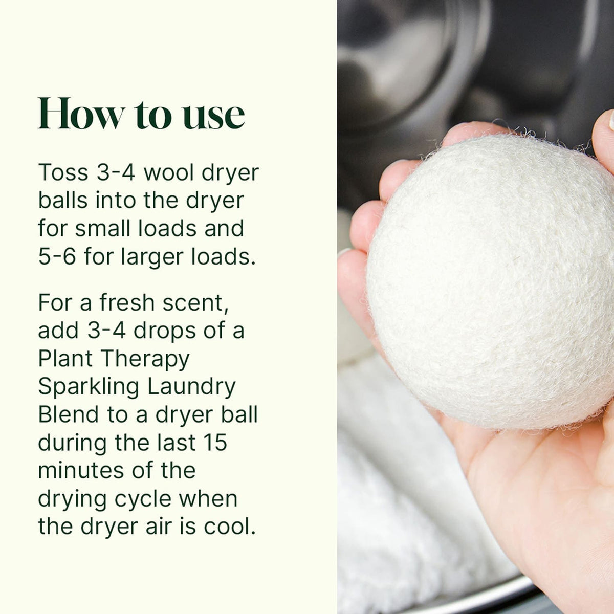 Plant Therapy Household Wool Dryer Balls 6 Pack and Sparkling Laundry Blend 3 Pack