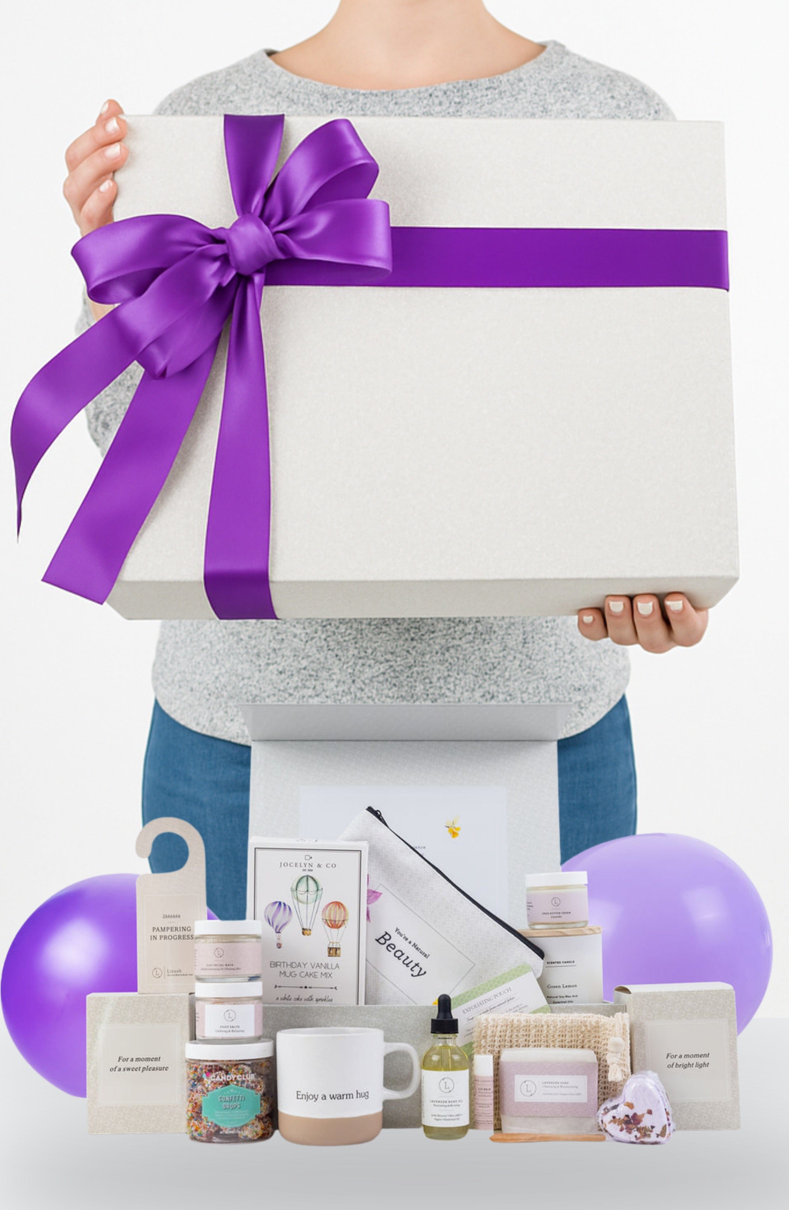Lizush Gift set for new mom Birthday Gift Basket, Pampering Birthday Gift Box