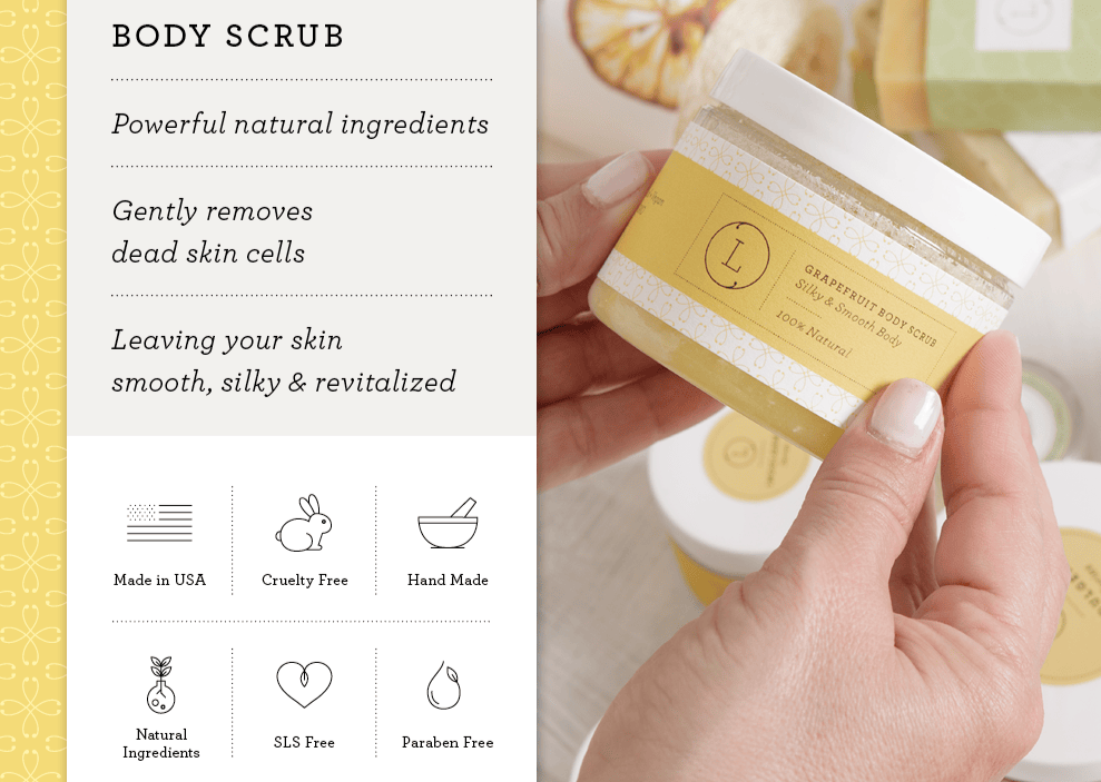 Lizush CREAMS & OILS Moisturizing set with Grapefruit body oil and Body scrub