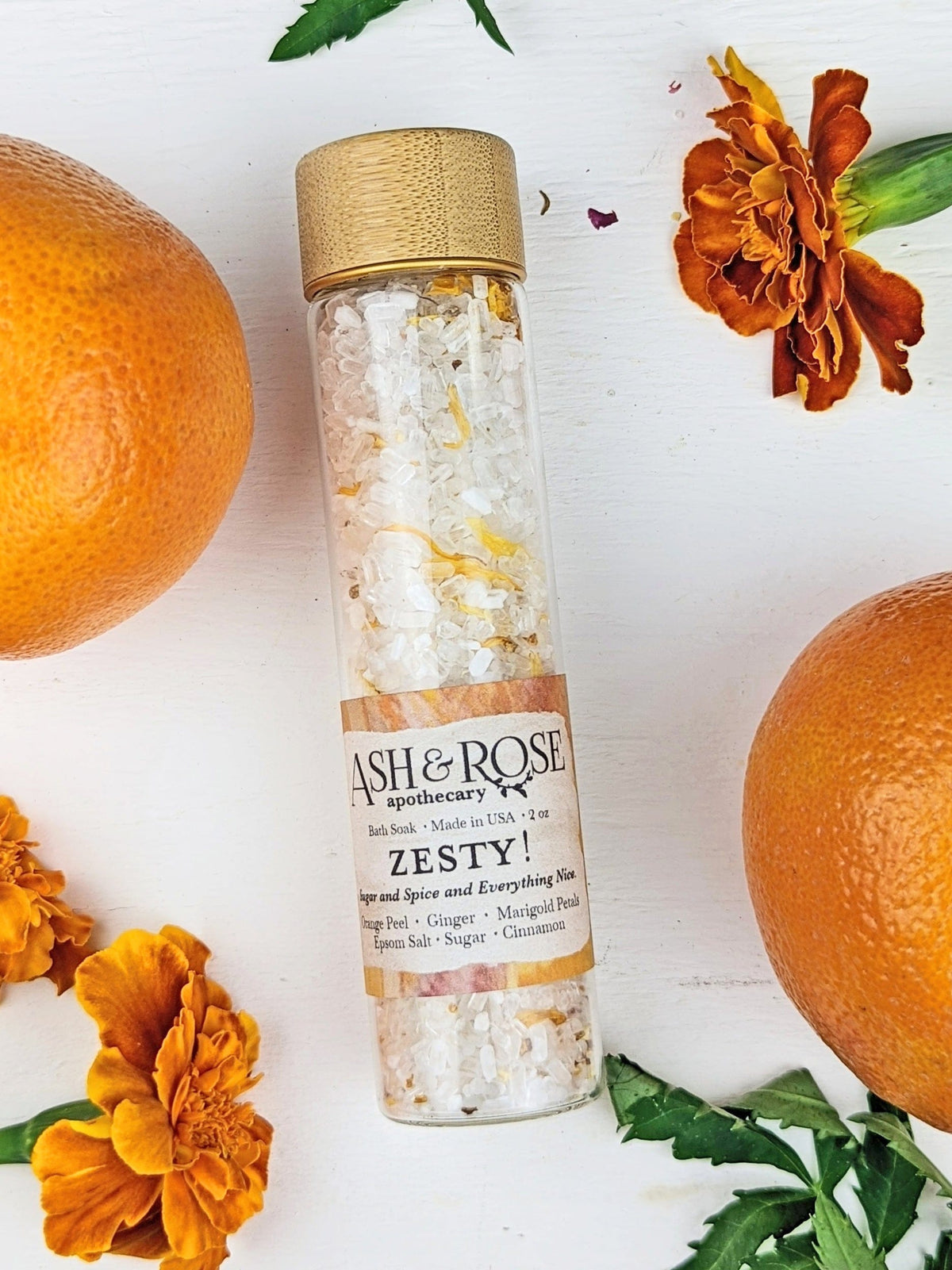 Ash & Rose Bath Soak ZESTY! Orange Ginger Bath Soak Vial