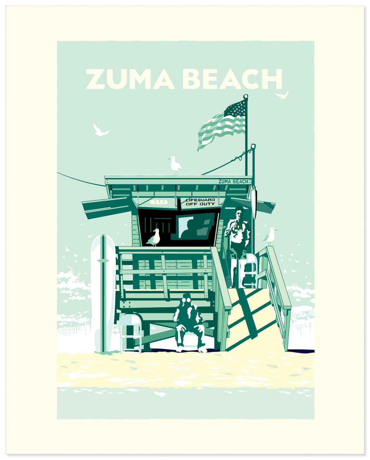 Landmark CA | Lifeguard Stand Zuma Beach Giclee Print - My American Goods