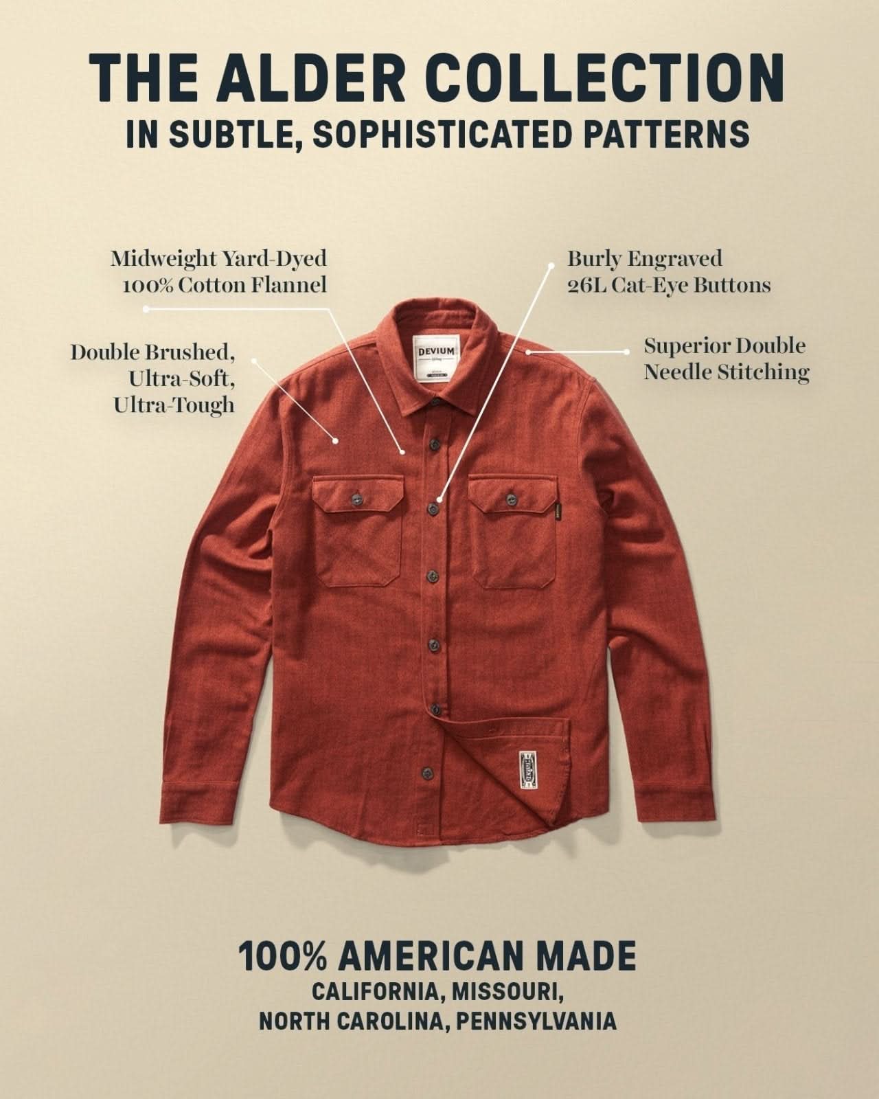Alder Long Sleeve Flannel Shirt - My American Goods
