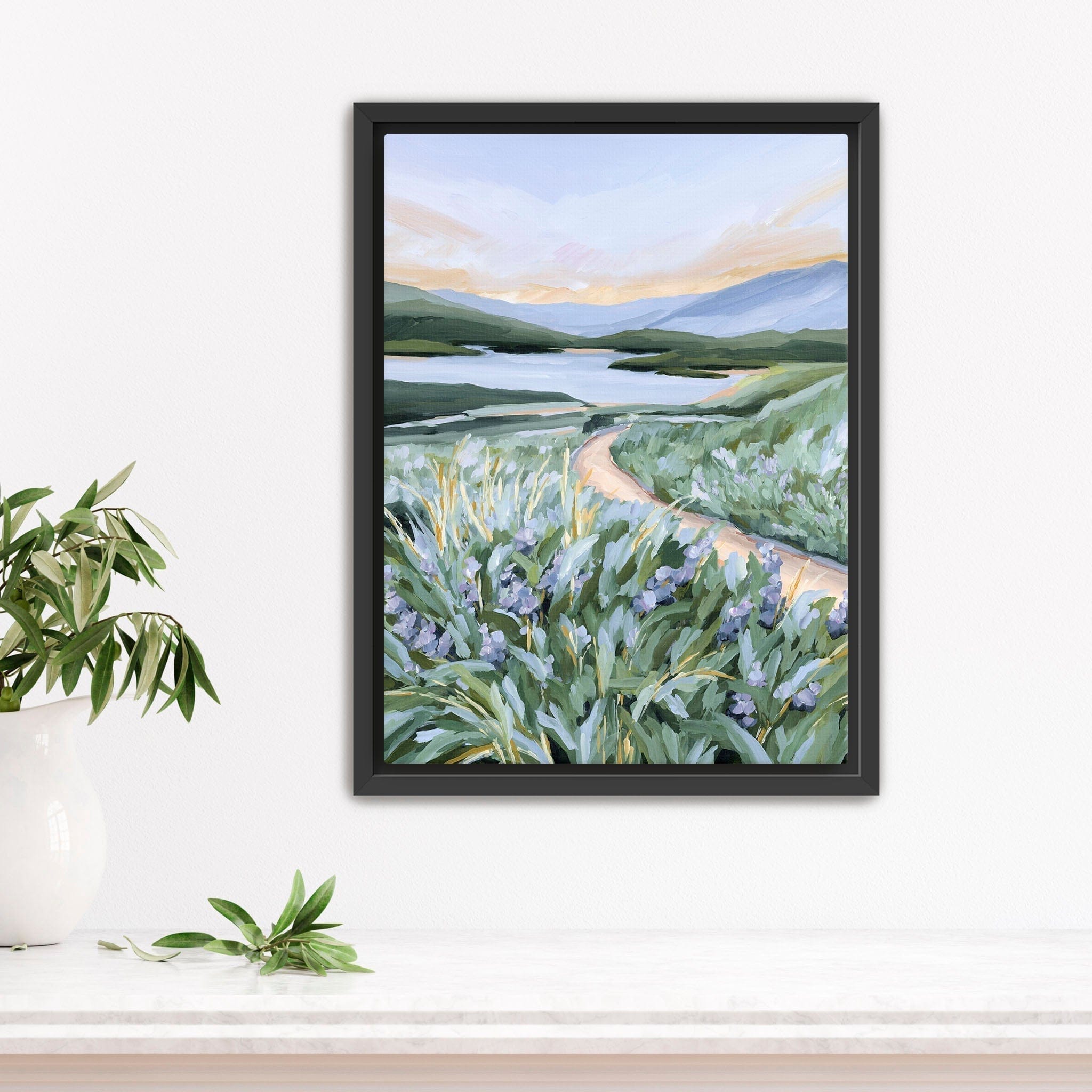 Katie Garrison Art Print Stretched Canvas / 8x10 in / Black Frame "Among the Wildflowers" Art Print