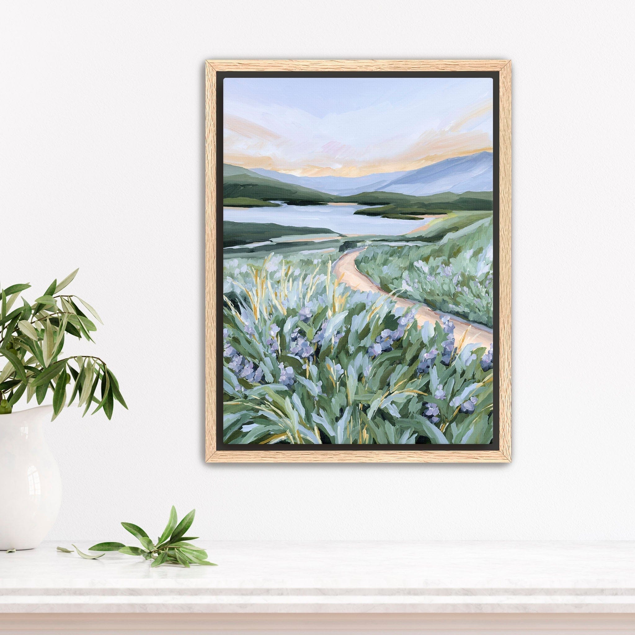 Katie Garrison Art Print Stretched Canvas / 8x10 in / Oak Frame "Among the Wildflowers" Art Print