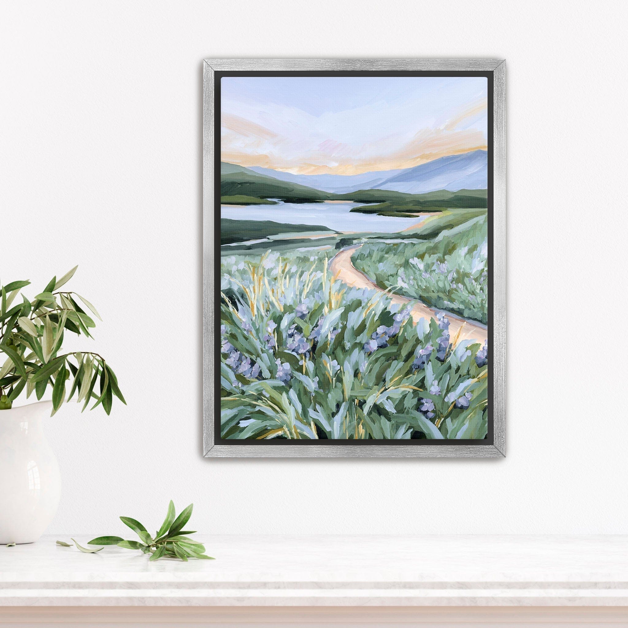 Katie Garrison Art Print Stretched Canvas / 8x10 in / Silver Frame "Among the Wildflowers" Art Print