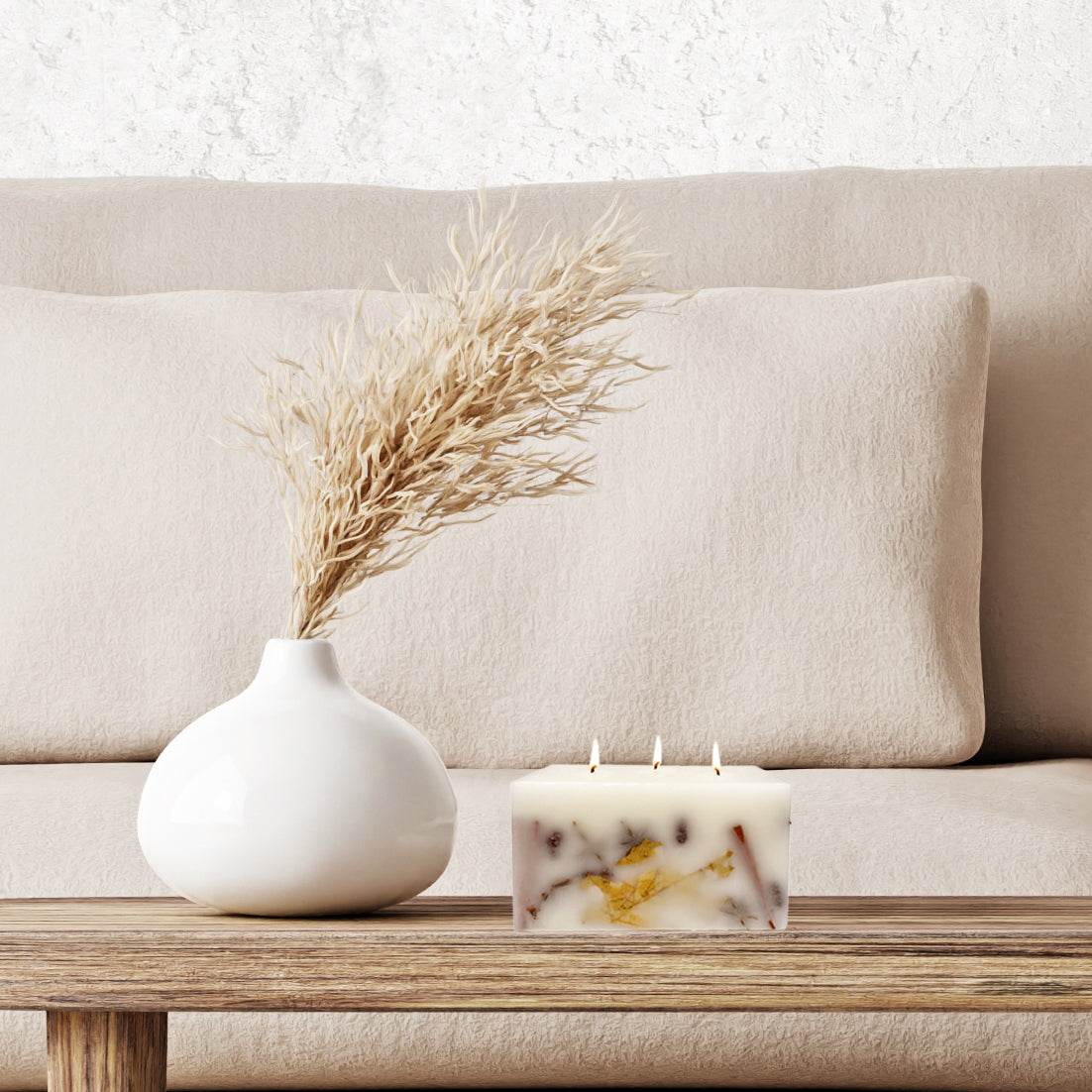 Harvest Oak 3 Wick Brick Botanical Candle - My American Goods