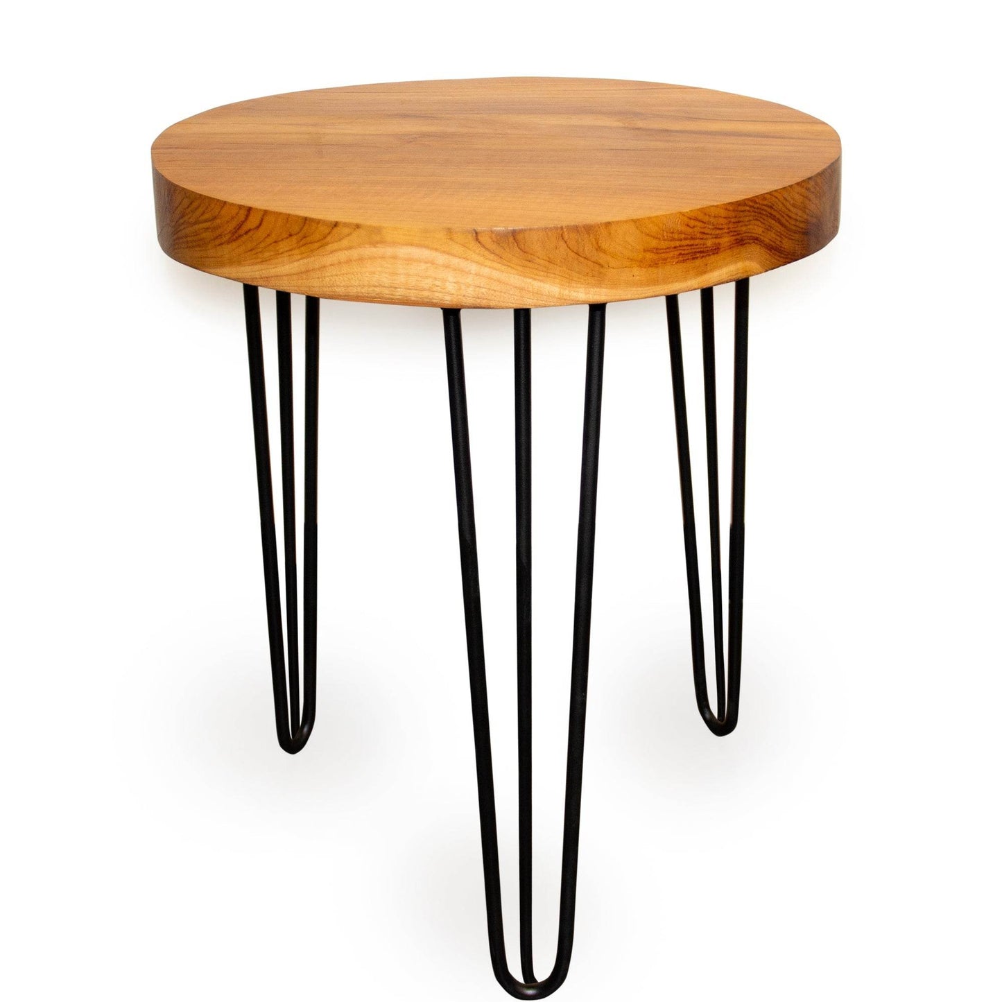Indonesian Teak Wood Round Slab Accent Table - My American Goods