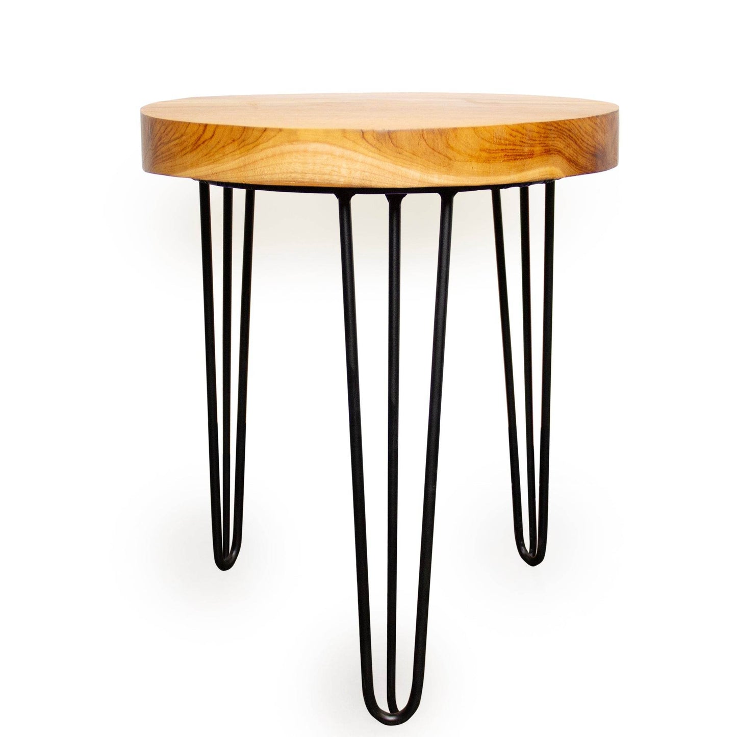 Indonesian Teak Wood Round Slab Accent Table - My American Goods
