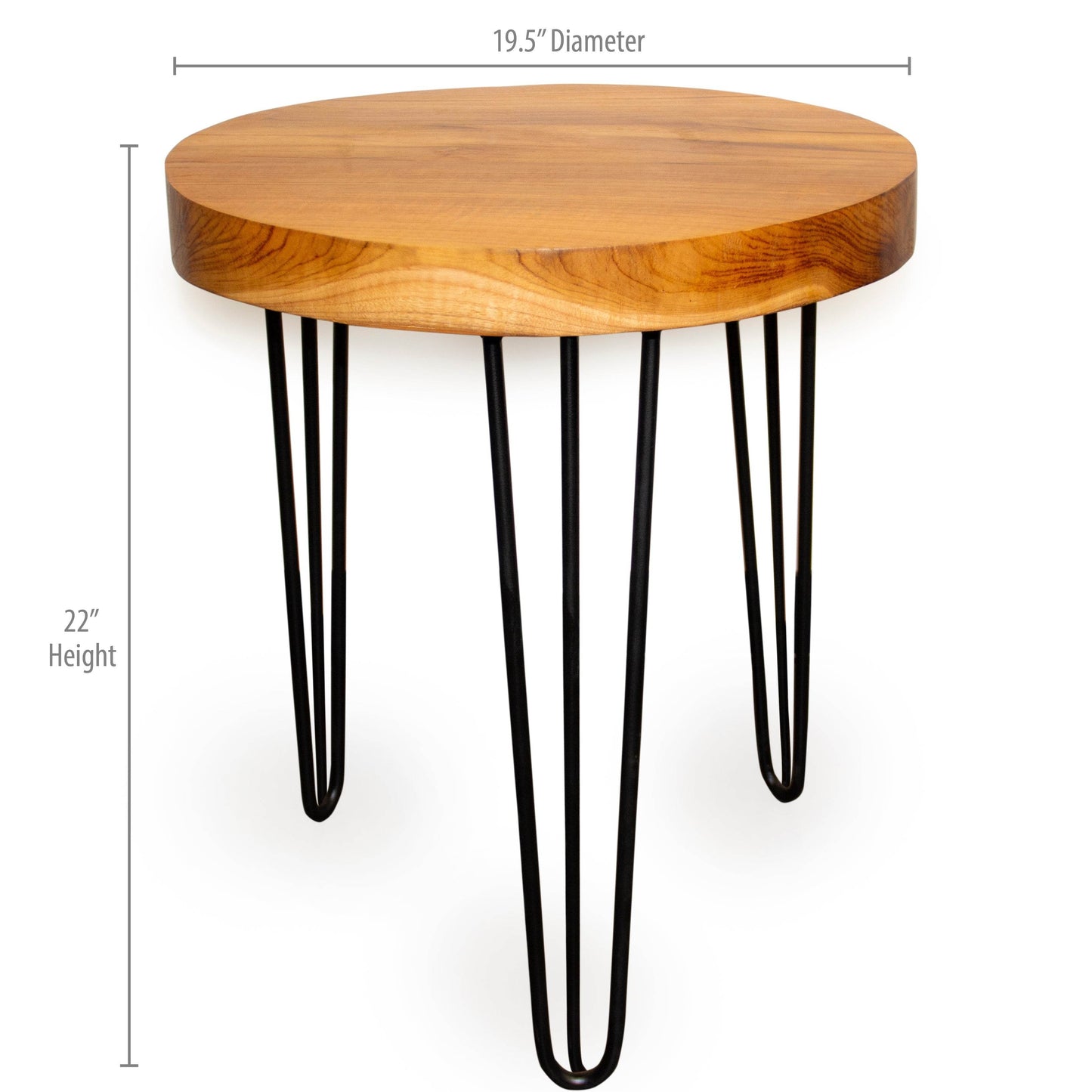 Indonesian Teak Wood Round Slab Accent Table - My American Goods