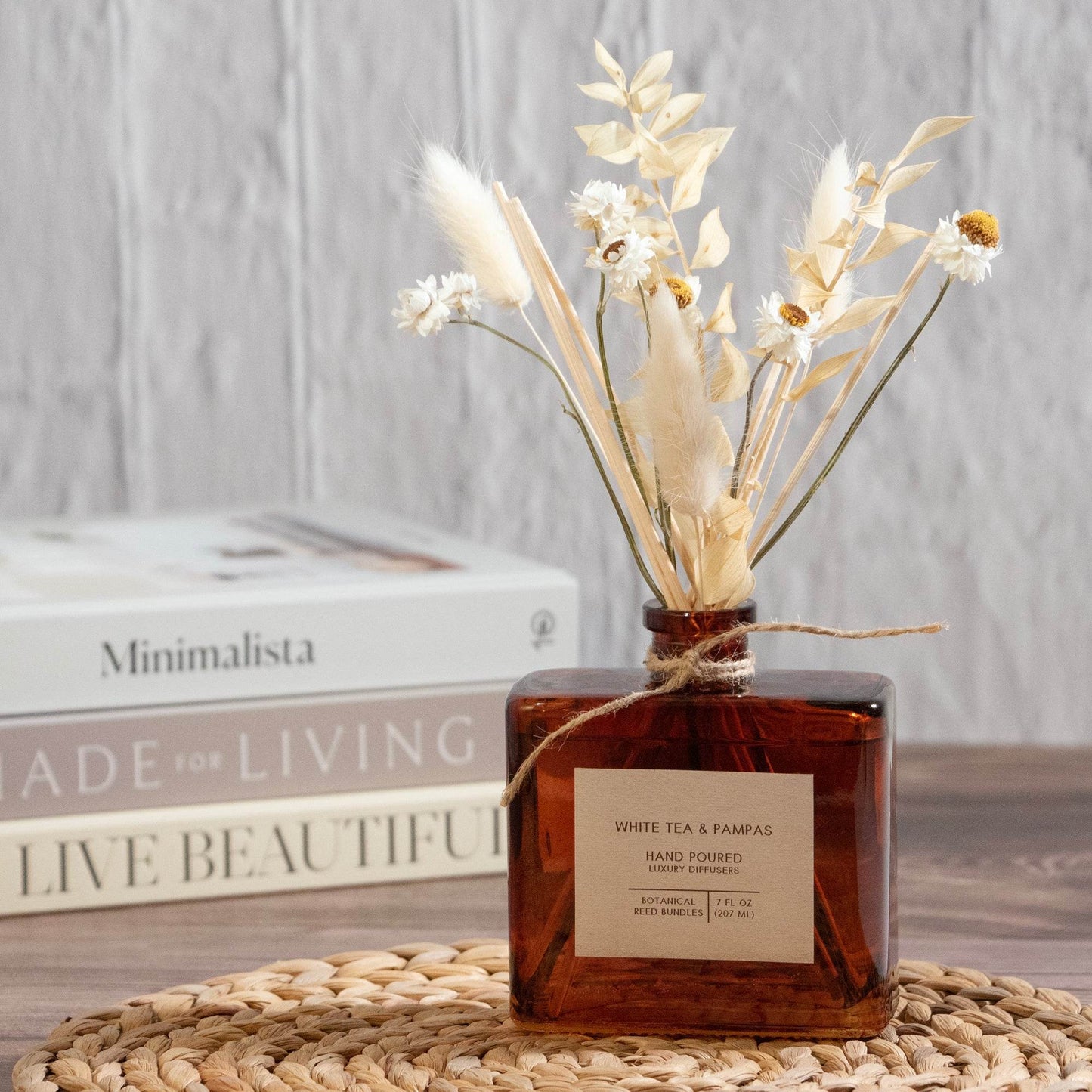 White Tea & Pampas Bouquet Reed Bundle Fragrance Diffuser - My American Goods