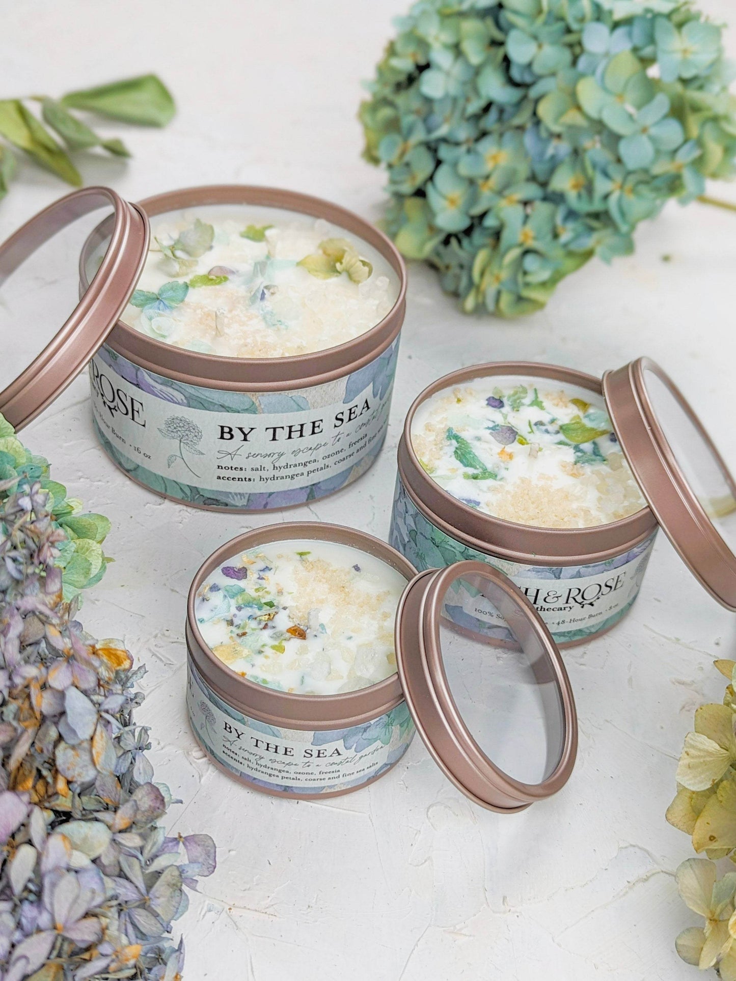 BY THE SEA Hydrangea Sea Salt Candle - My American Goods