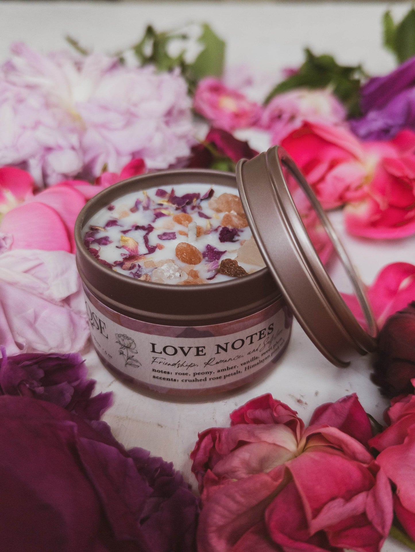 LOVE NOTES Rose + Pink Salt Candle - My American Goods