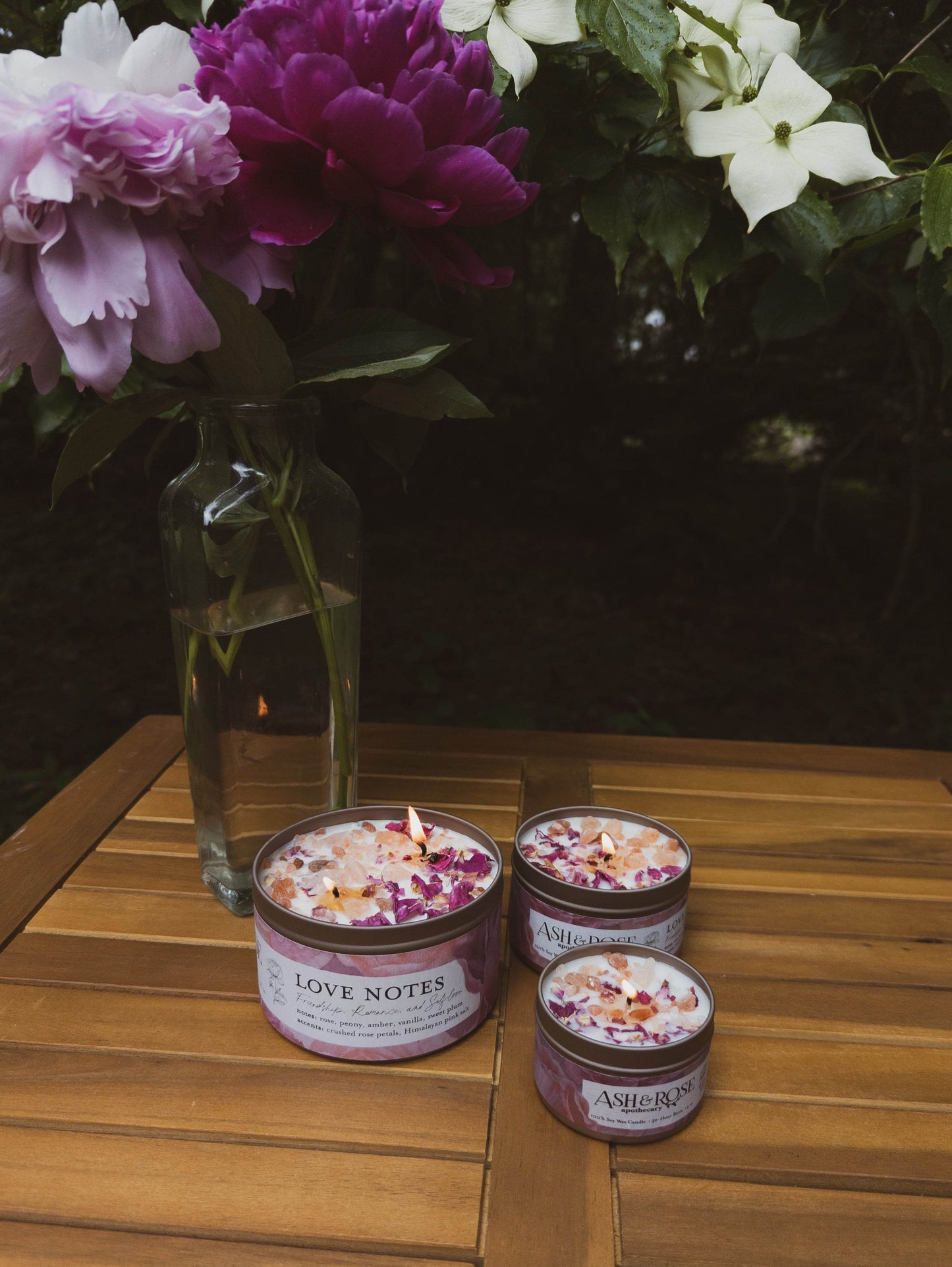 LOVE NOTES Rose + Pink Salt Candle - My American Goods